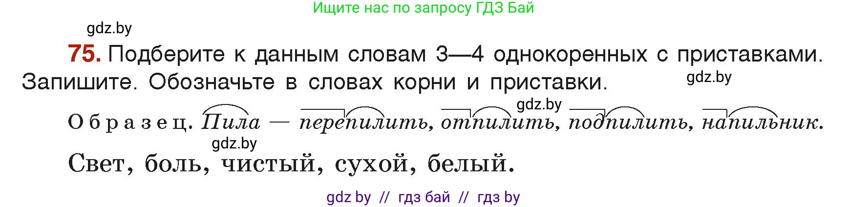 Русский язык, 6 класс Учебник, авторы: Мурина Лариса Александровна, Леонович Валентина Леонидовна, Жадейко Жанна Фёдоровна, Таяновская Ирина Владимировна, издательство Академия образования, Минск, 2026, страница 48, номер 75, Условие