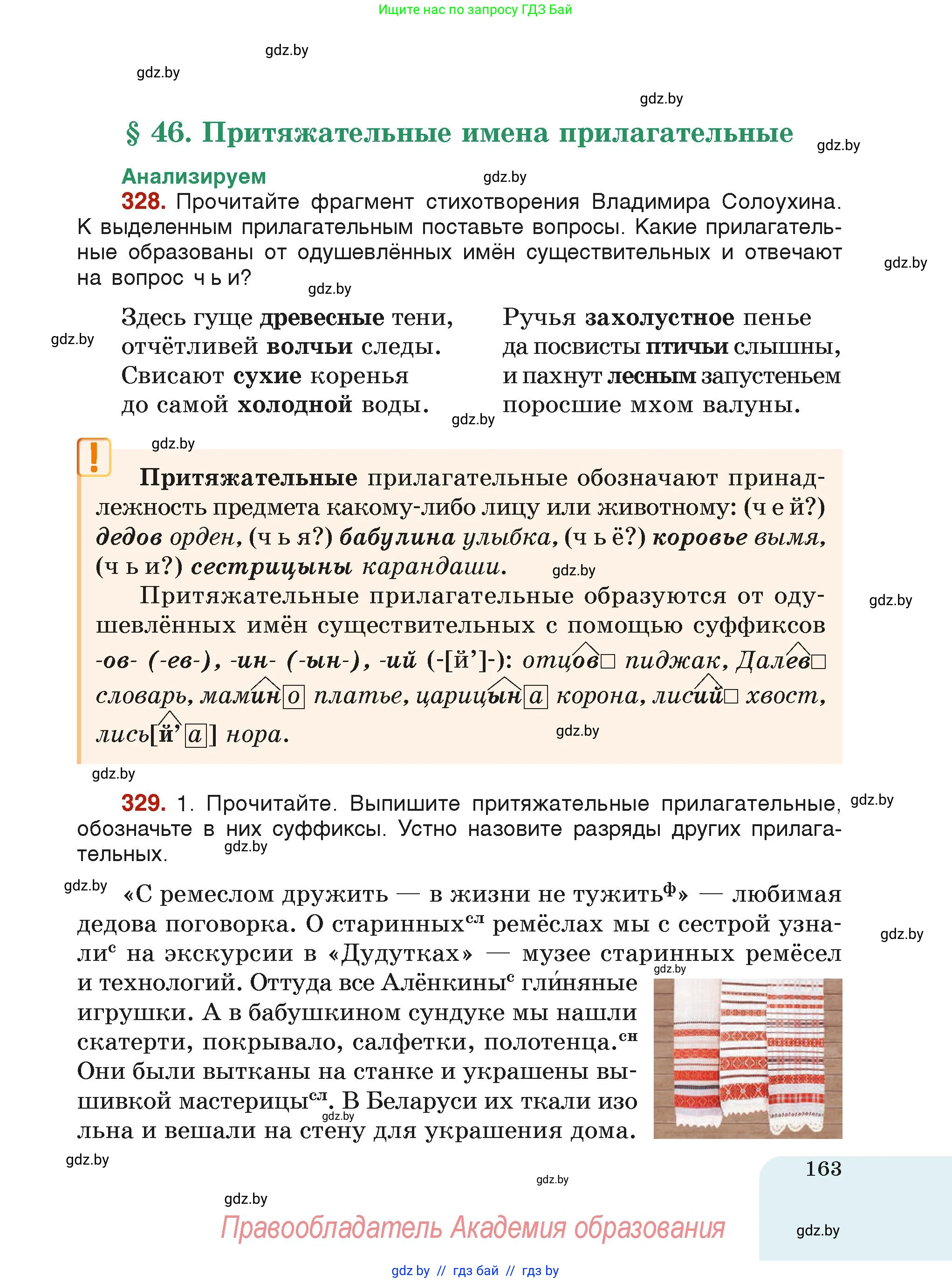 Русский язык, 6 класс Учебник, авторы: Мурина Лариса Александровна, Леонович Валентина Леонидовна, Жадейко Жанна Фёдоровна, Таяновская Ирина Владимировна, издательство Академия образования, Минск, 2026, страница 163
