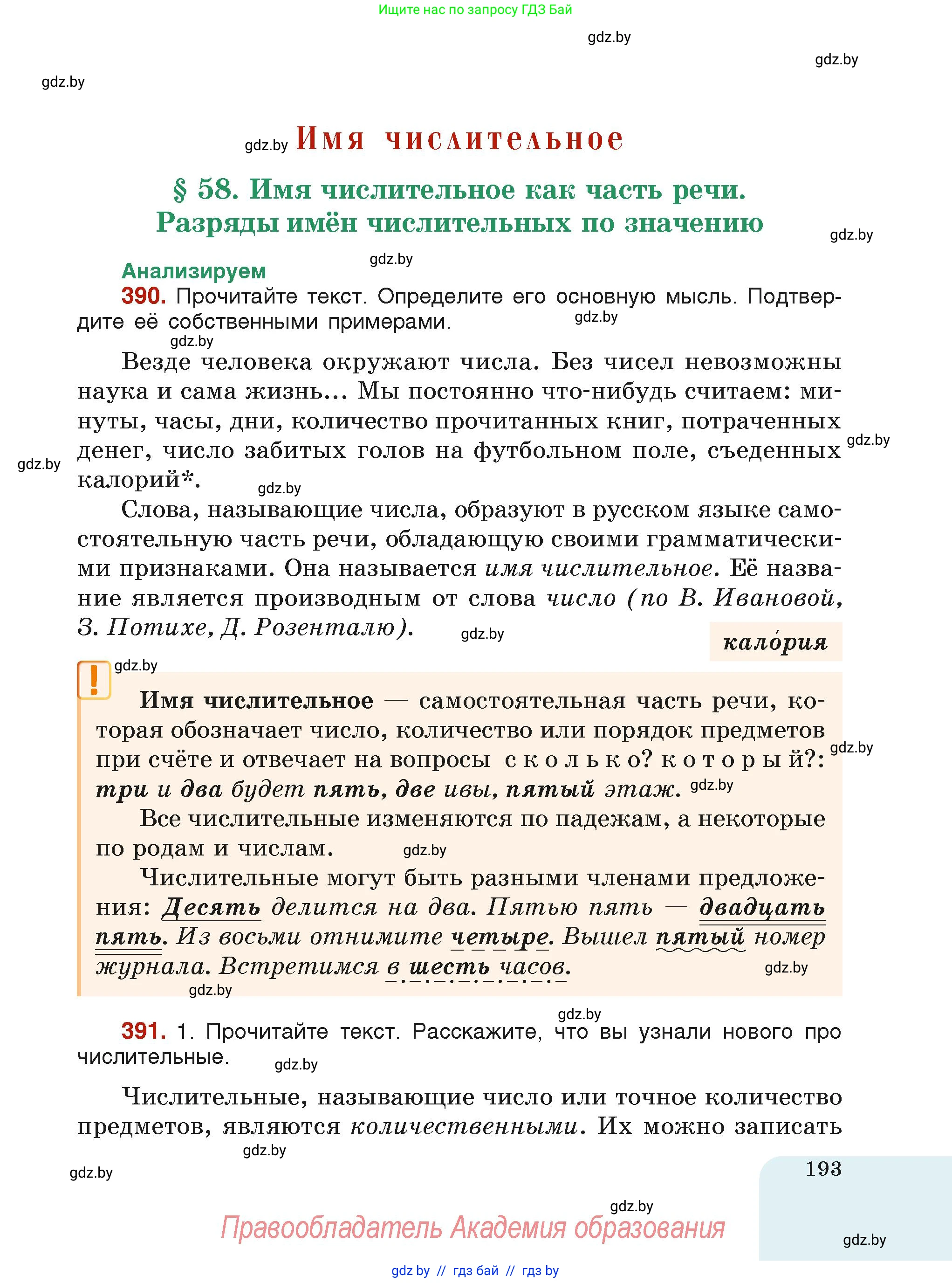 Русский язык, 6 класс Учебник, авторы: Мурина Лариса Александровна, Леонович Валентина Леонидовна, Жадейко Жанна Фёдоровна, Таяновская Ирина Владимировна, издательство Академия образования, Минск, 2026, страница 193