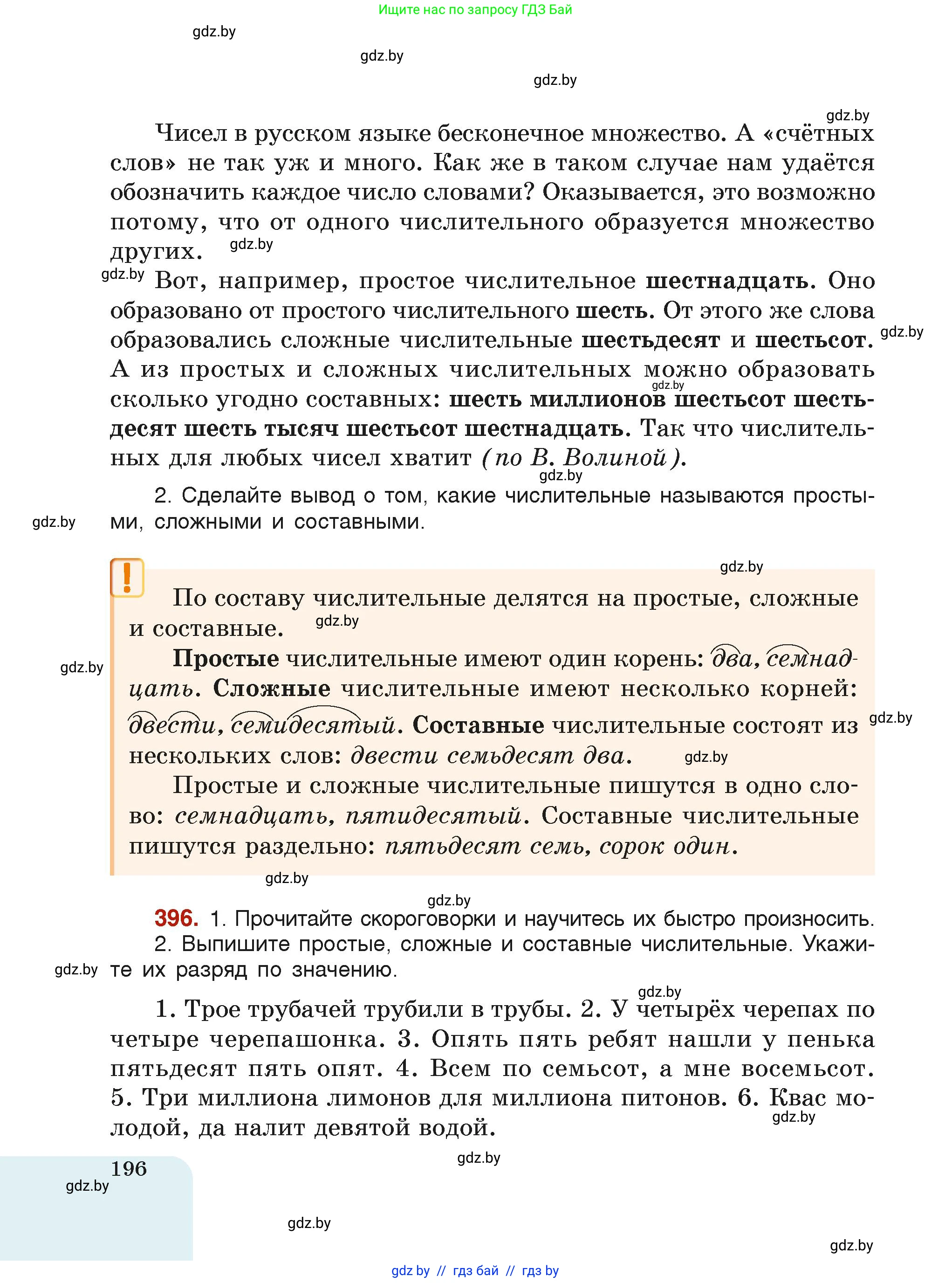 Русский язык, 6 класс Учебник, авторы: Мурина Лариса Александровна, Леонович Валентина Леонидовна, Жадейко Жанна Фёдоровна, Таяновская Ирина Владимировна, издательство Академия образования, Минск, 2026, страница 196
