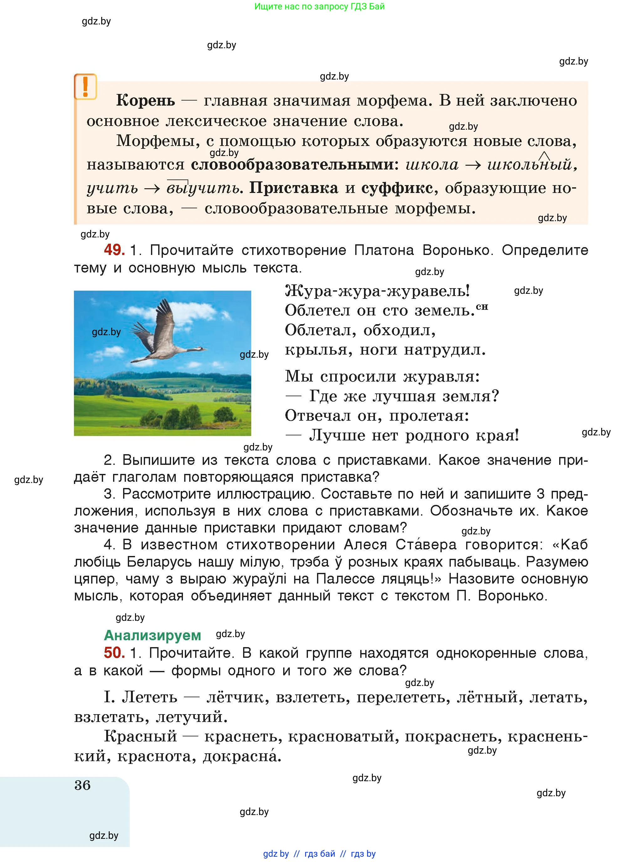 Русский язык, 6 класс Учебник, авторы: Мурина Лариса Александровна, Леонович Валентина Леонидовна, Жадейко Жанна Фёдоровна, Таяновская Ирина Владимировна, издательство Академия образования, Минск, 2026, страница 36