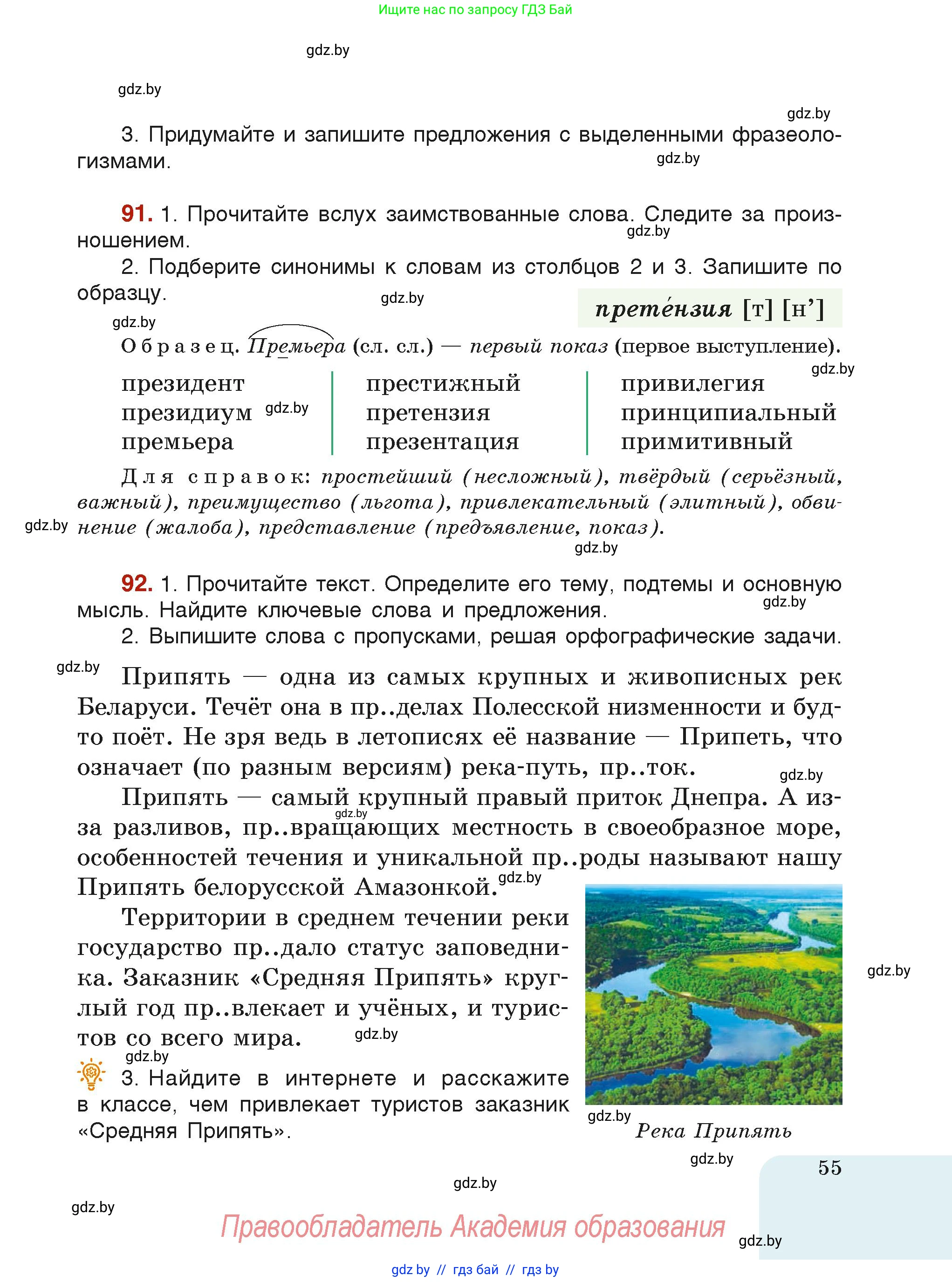 Русский язык, 6 класс Учебник, авторы: Мурина Лариса Александровна, Леонович Валентина Леонидовна, Жадейко Жанна Фёдоровна, Таяновская Ирина Владимировна, издательство Академия образования, Минск, 2026, страница 55