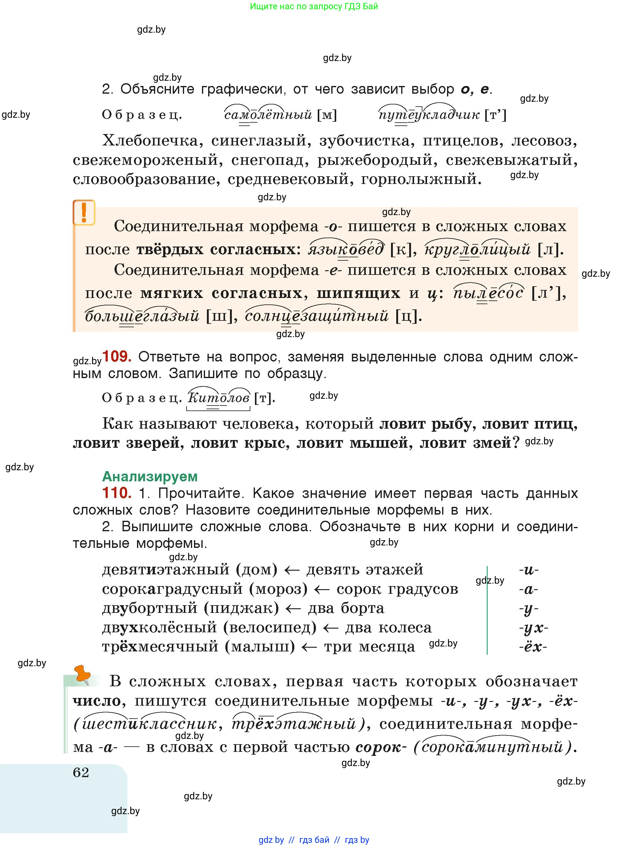 Русский язык, 6 класс Учебник, авторы: Мурина Лариса Александровна, Леонович Валентина Леонидовна, Жадейко Жанна Фёдоровна, Таяновская Ирина Владимировна, издательство Академия образования, Минск, 2026, страница 62