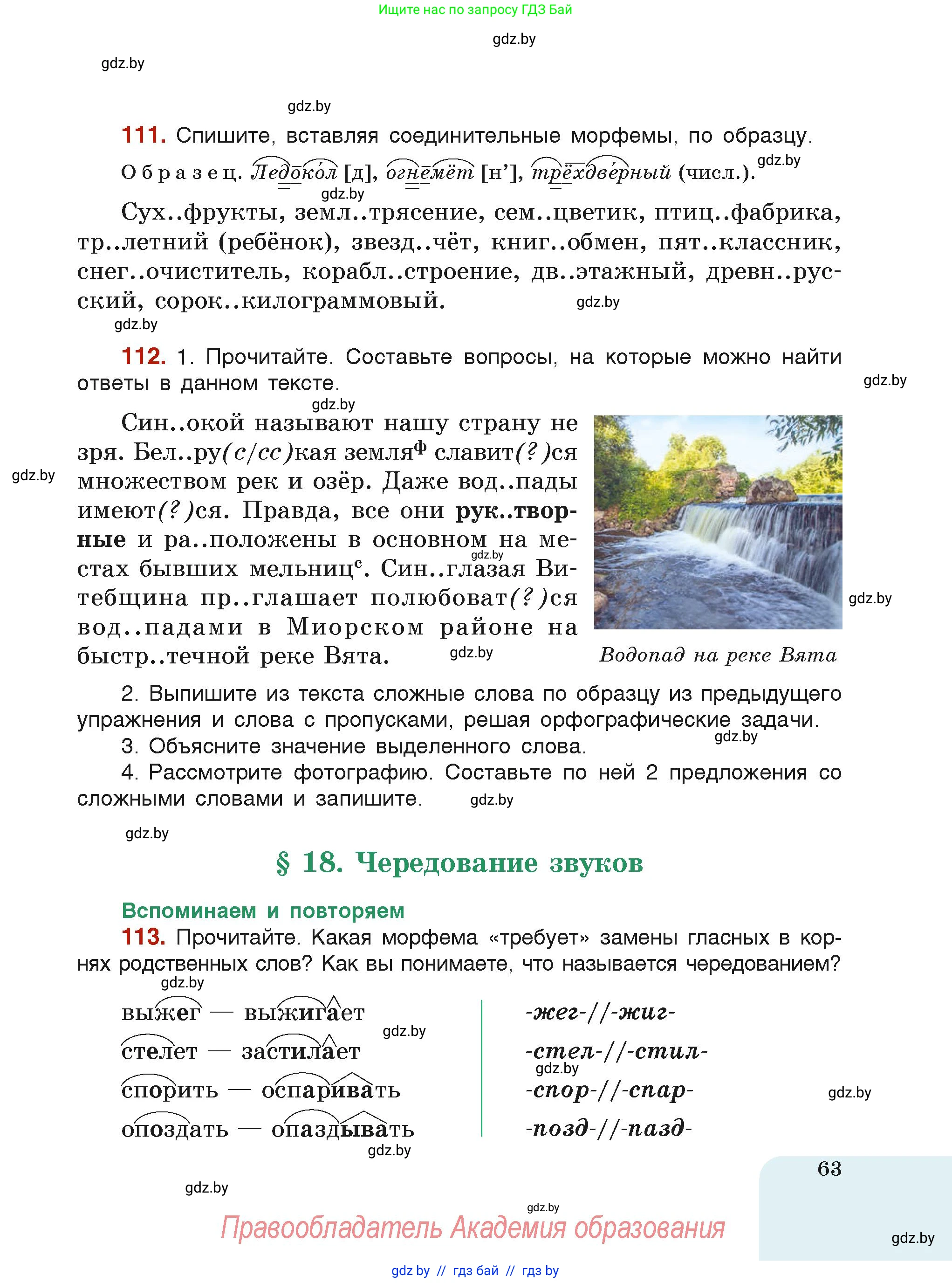 Русский язык, 6 класс Учебник, авторы: Мурина Лариса Александровна, Леонович Валентина Леонидовна, Жадейко Жанна Фёдоровна, Таяновская Ирина Владимировна, издательство Академия образования, Минск, 2026, страница 63