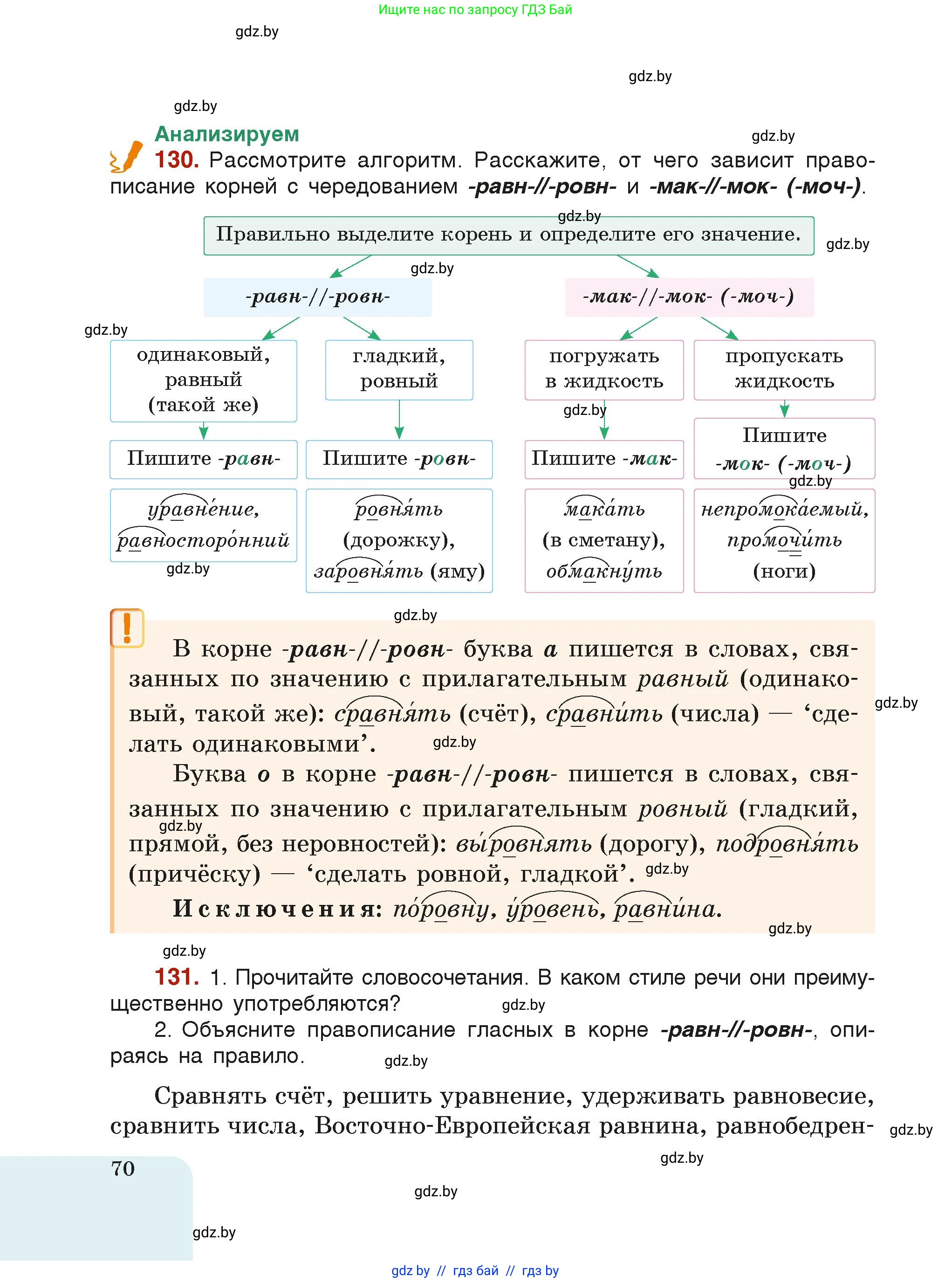 Русский язык, 6 класс Учебник, авторы: Мурина Лариса Александровна, Леонович Валентина Леонидовна, Жадейко Жанна Фёдоровна, Таяновская Ирина Владимировна, издательство Академия образования, Минск, 2026, страница 70