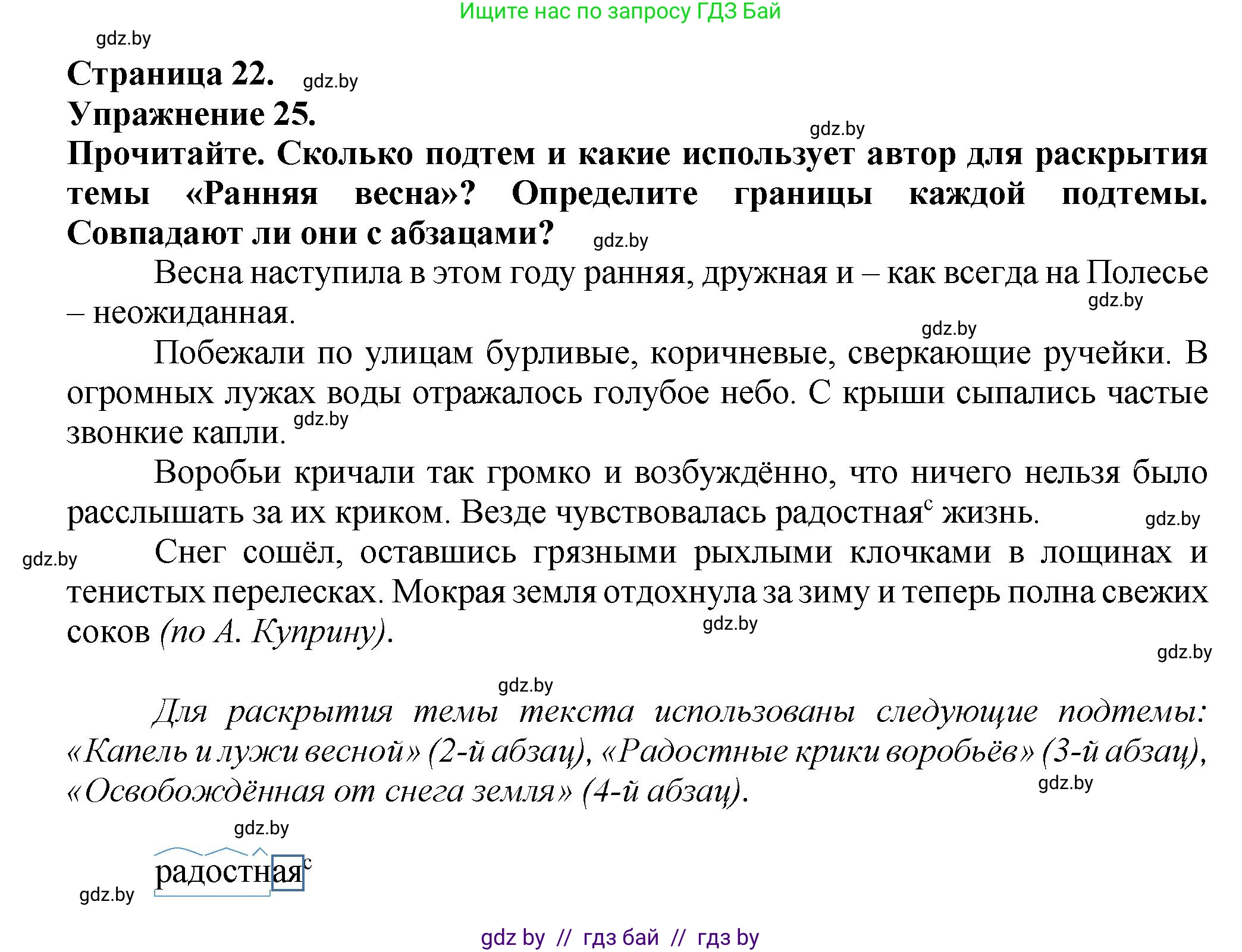Русский язык, 6 класс Учебник, авторы: Мурина Лариса Александровна, Леонович Валентина Леонидовна, Жадейко Жанна Фёдоровна, Таяновская Ирина Владимировна, издательство Академия образования, Минск, 2026, страница 22, номер 25, Решение 1