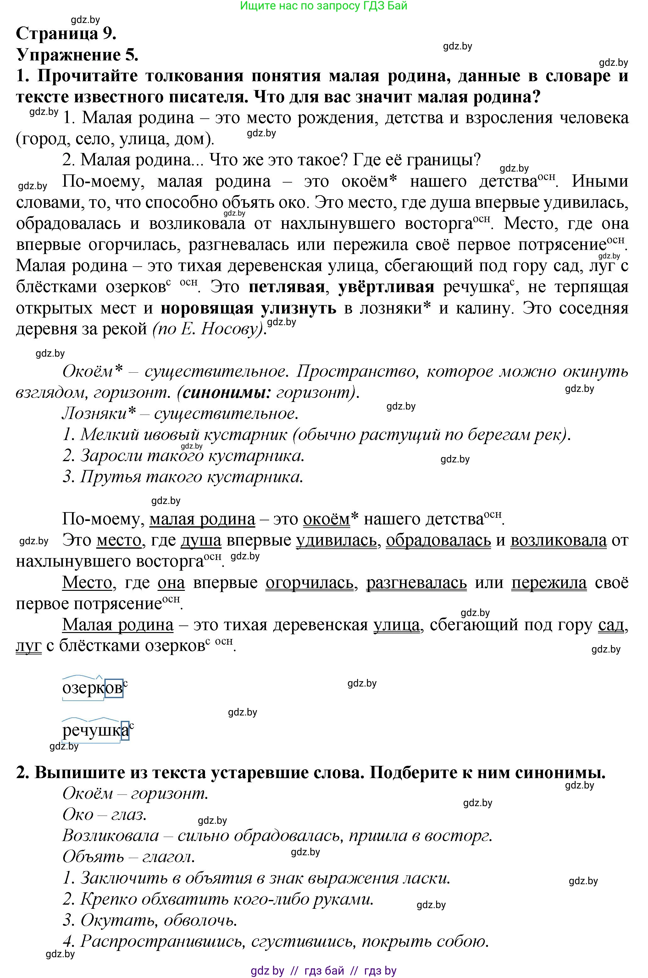 Русский язык, 6 класс Учебник, авторы: Мурина Лариса Александровна, Леонович Валентина Леонидовна, Жадейко Жанна Фёдоровна, Таяновская Ирина Владимировна, издательство Академия образования, Минск, 2026, страница 9, номер 5, Решение 1