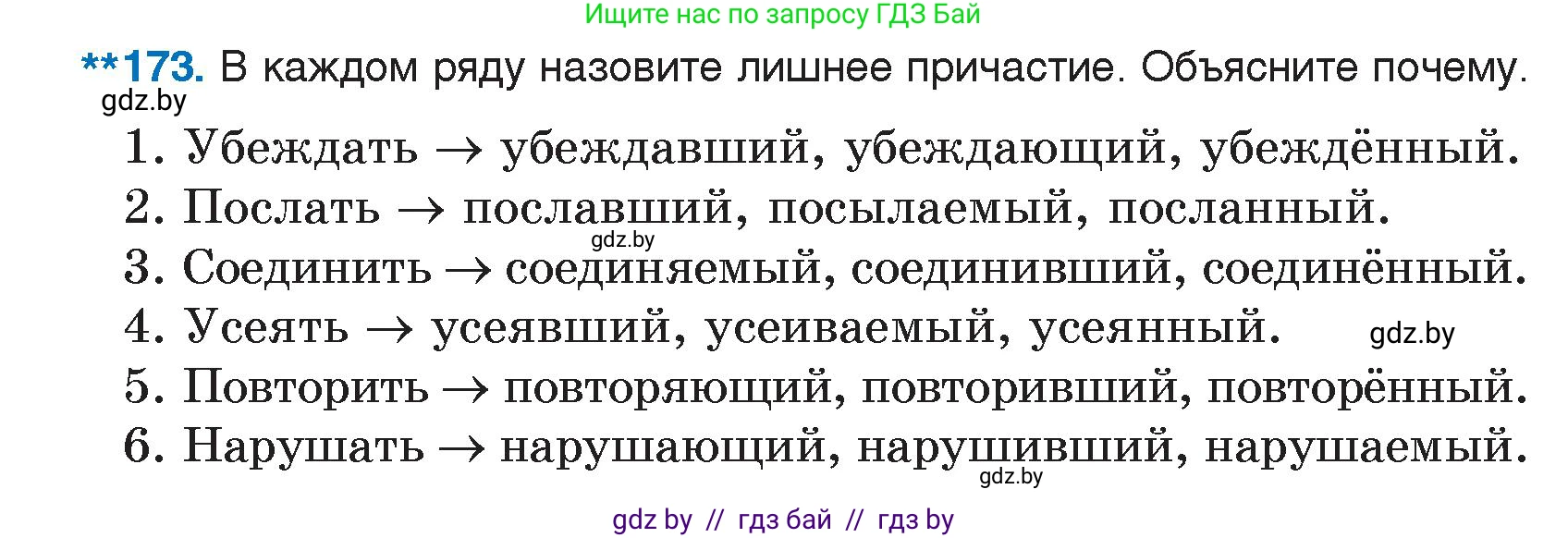 Русский язык, 7 класс Учебник, авторы: Волынец Татьяна Николаевна, Литвинко Франя Михайловна, Долбик Елена Евгеньевна, Таяновская И В, Винник И Р, издательство Национальный институт образования, Минск, 2020, бирюзового цвета, страница 87, номер 173, Условие