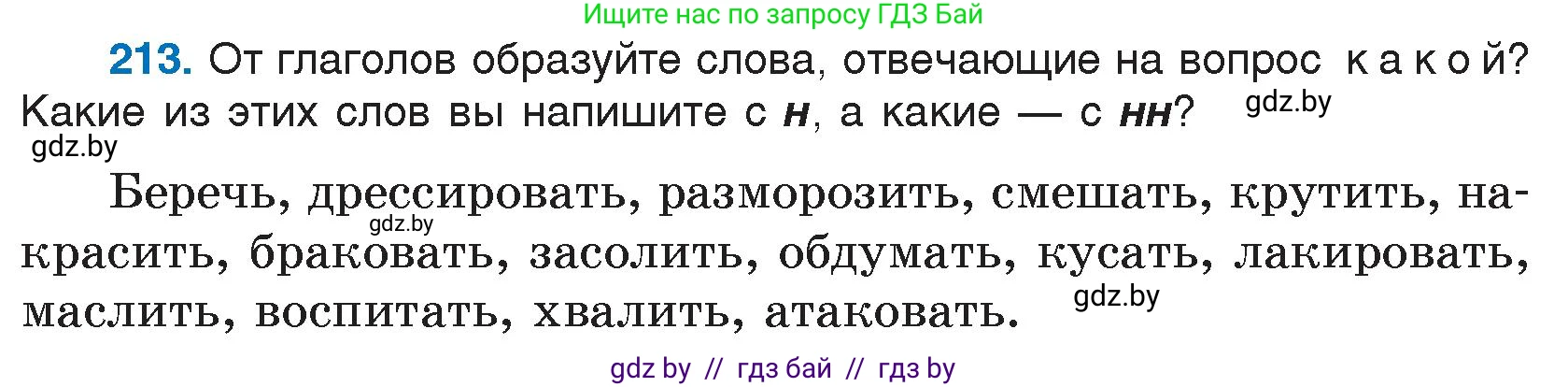 Русский язык, 7 класс Учебник, авторы: Волынец Татьяна Николаевна, Литвинко Франя Михайловна, Долбик Елена Евгеньевна, Таяновская И В, Винник И Р, издательство Национальный институт образования, Минск, 2020, бирюзового цвета, страница 105, номер 213, Условие