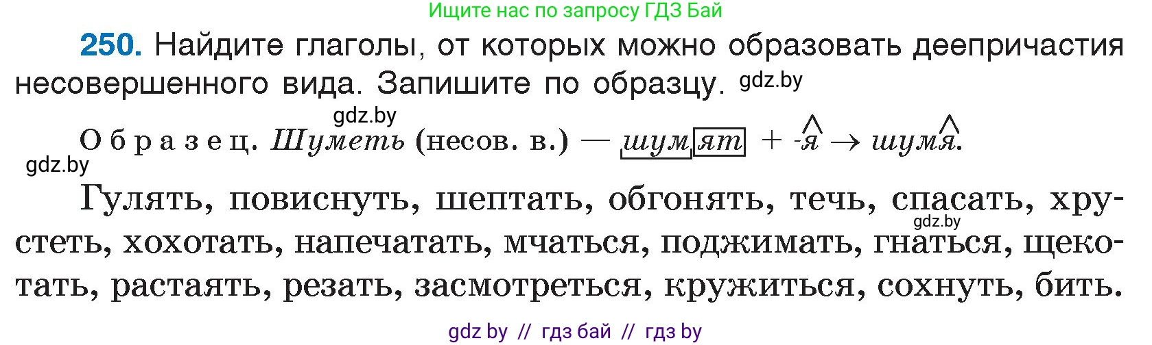 Русский язык, 7 класс Учебник, авторы: Волынец Татьяна Николаевна, Литвинко Франя Михайловна, Долбик Елена Евгеньевна, Таяновская И В, Винник И Р, издательство Национальный институт образования, Минск, 2020, бирюзового цвета, страница 123, номер 250, Условие