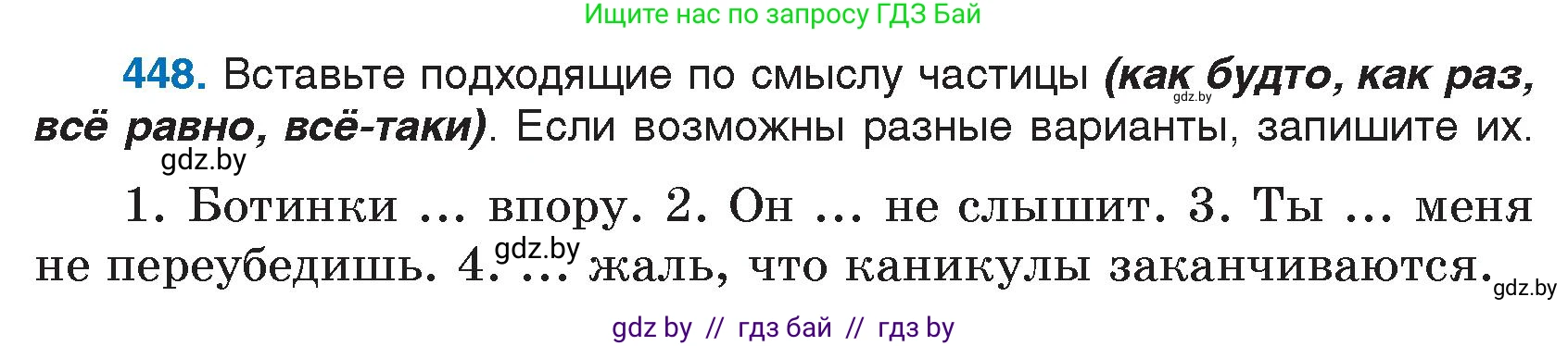 Русский язык, 7 класс Учебник, авторы: Волынец Татьяна Николаевна, Литвинко Франя Михайловна, Долбик Елена Евгеньевна, Таяновская И В, Винник И Р, издательство Национальный институт образования, Минск, 2020, бирюзового цвета, страница 217, номер 448, Условие