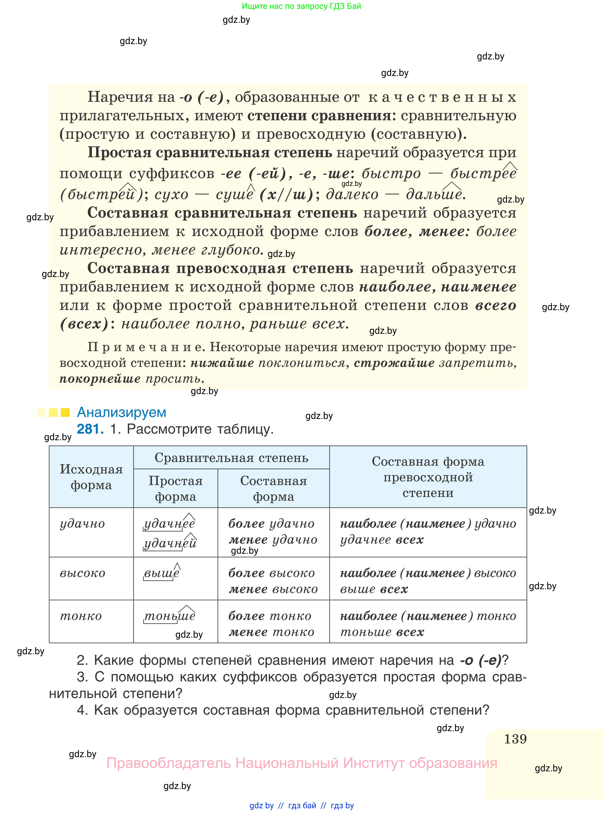 Русский язык, 7 класс Учебник, авторы: Волынец Татьяна Николаевна, Литвинко Франя Михайловна, Долбик Елена Евгеньевна, Таяновская И В, Винник И Р, издательство Национальный институт образования, Минск, 2020, бирюзового цвета, страница 139
