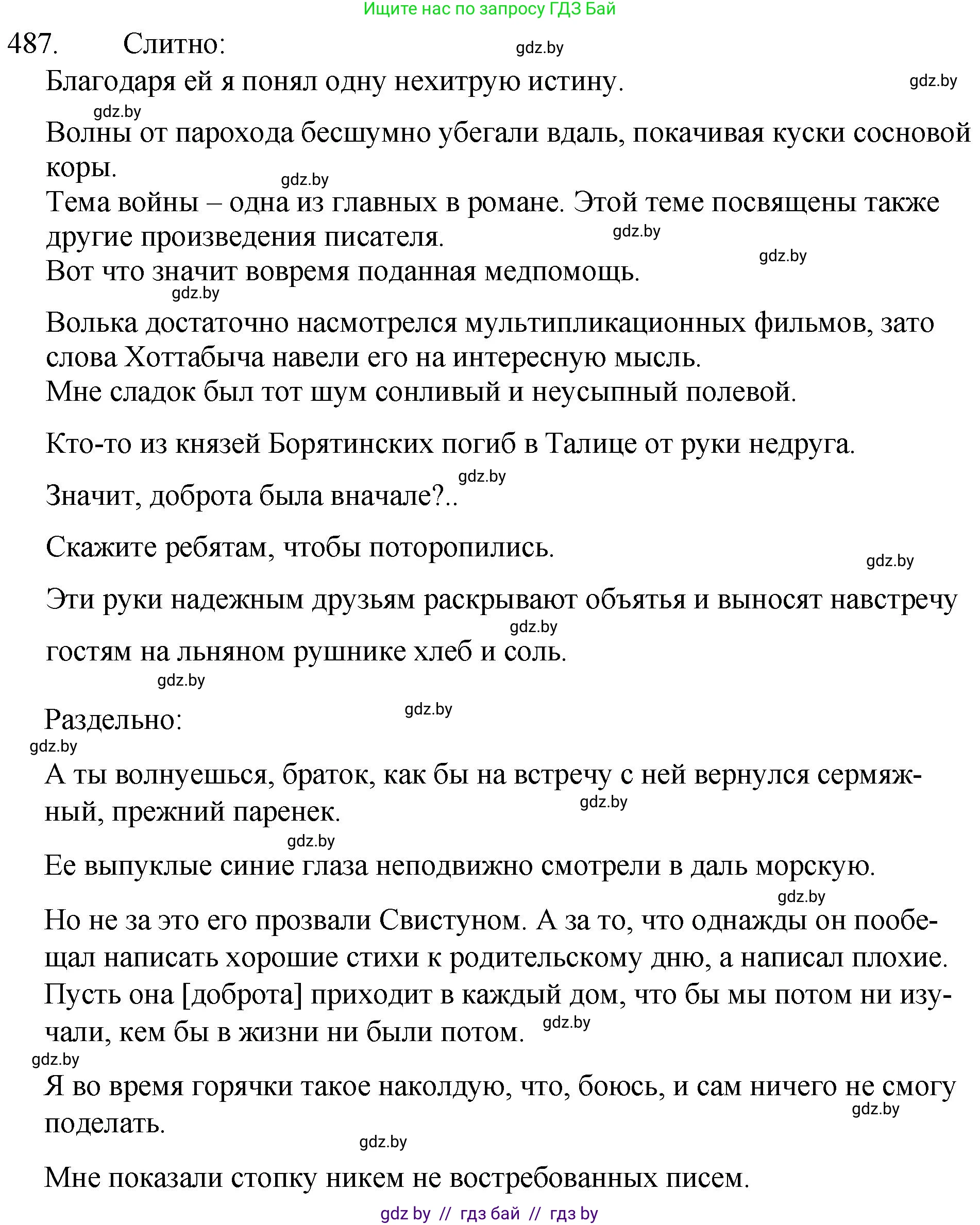 Русский язык, 7 класс Учебник, авторы: Волынец Татьяна Николаевна, Литвинко Франя Михайловна, Долбик Елена Евгеньевна, Таяновская И В, Винник И Р, издательство Национальный институт образования, Минск, 2020, бирюзового цвета, страница 234, номер 487, Решение