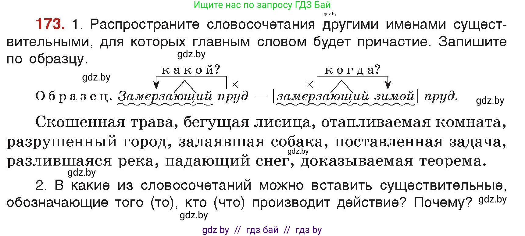 Русский язык, 7 класс Учебник, авторы: Волынец Татьяна Николаевна, Литвинко Франя Михайловна, Долбик Елена Евгеньевна, Таяновская Ирина Владимировна, Винник И Р, издательство Академия образования, Минск, 2026, голубого цвета, страница 99, номер 173, Условие