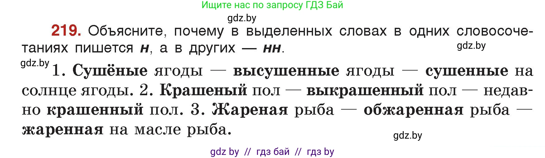 Русский язык, 7 класс Учебник, авторы: Волынец Татьяна Николаевна, Литвинко Франя Михайловна, Долбик Елена Евгеньевна, Таяновская Ирина Владимировна, Винник И Р, издательство Академия образования, Минск, 2026, голубого цвета, страница 119, номер 219, Условие