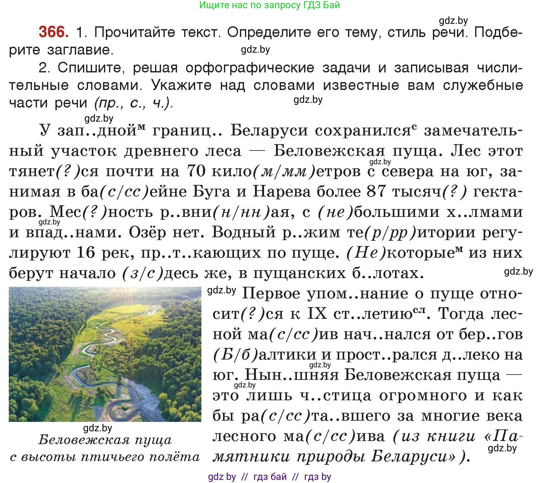 Русский язык, 7 класс Учебник, авторы: Волынец Татьяна Николаевна, Литвинко Франя Михайловна, Долбик Елена Евгеньевна, Таяновская Ирина Владимировна, Винник И Р, издательство Академия образования, Минск, 2026, голубого цвета, страница 194, номер 366, Условие