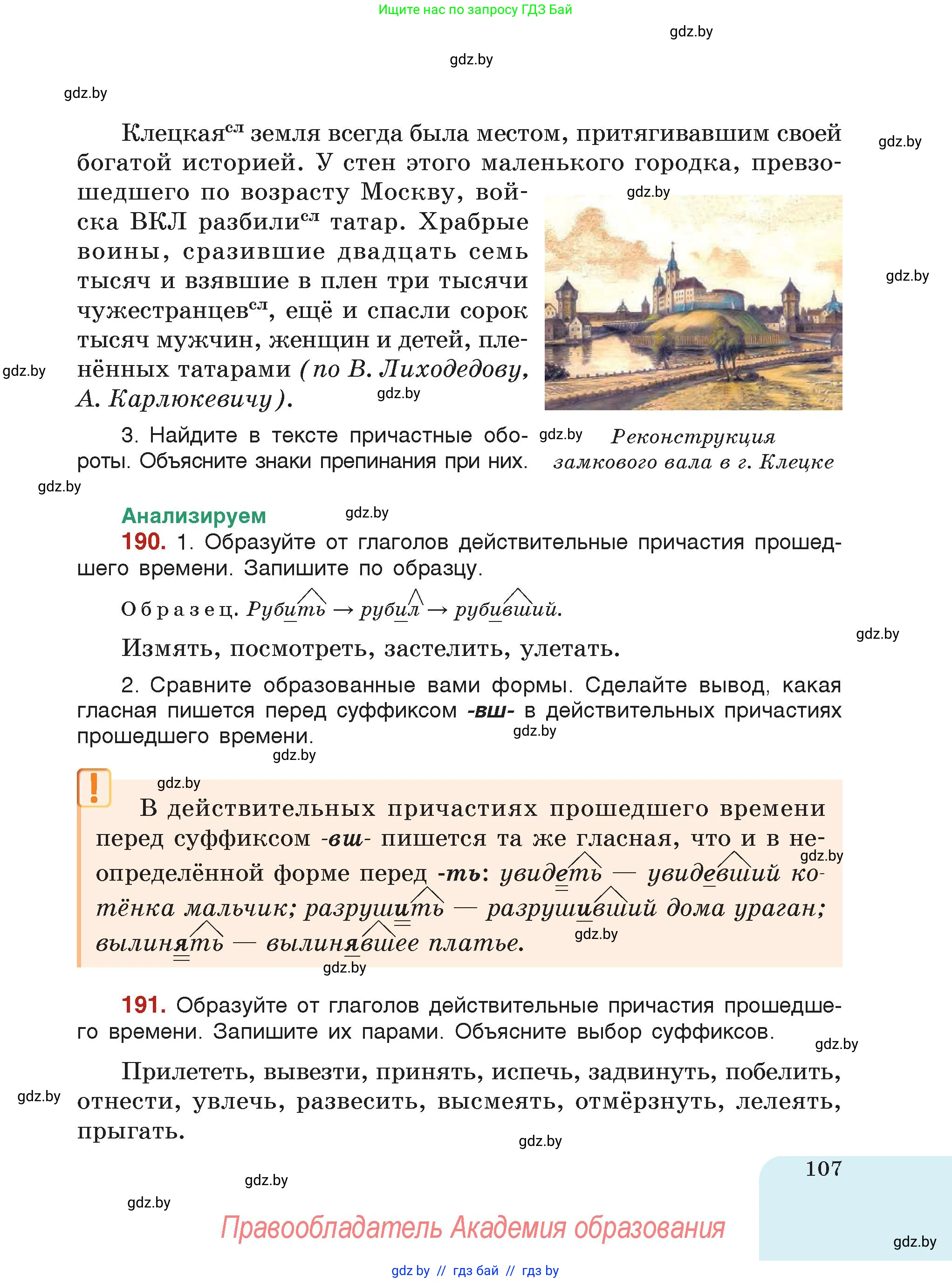 Русский язык, 7 класс Учебник, авторы: Волынец Татьяна Николаевна, Литвинко Франя Михайловна, Долбик Елена Евгеньевна, Таяновская Ирина Владимировна, Винник И Р, издательство Академия образования, Минск, 2026, голубого цвета, страница 107