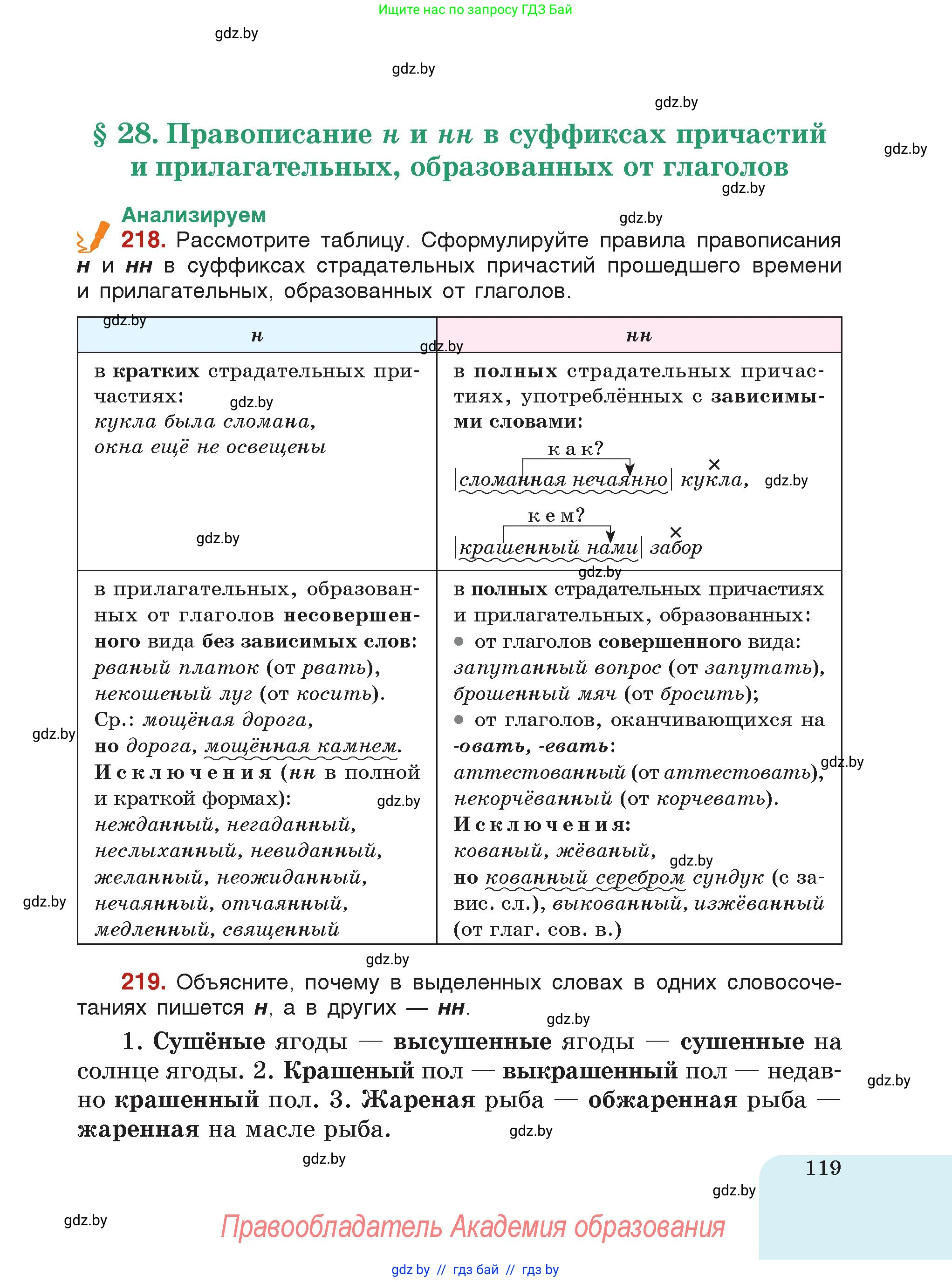 Русский язык, 7 класс Учебник, авторы: Волынец Татьяна Николаевна, Литвинко Франя Михайловна, Долбик Елена Евгеньевна, Таяновская Ирина Владимировна, Винник И Р, издательство Академия образования, Минск, 2026, голубого цвета, страница 119