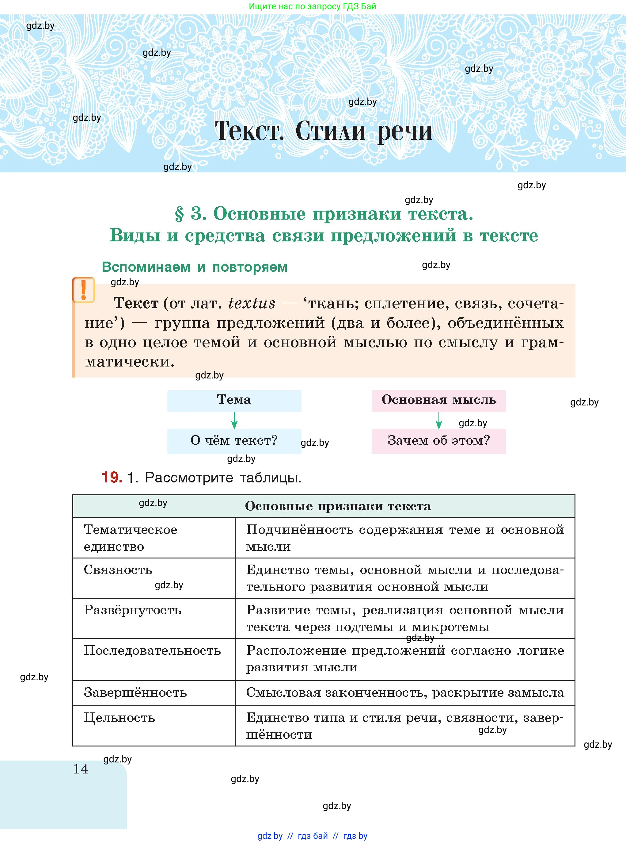 Русский язык, 7 класс Учебник, авторы: Волынец Татьяна Николаевна, Литвинко Франя Михайловна, Долбик Елена Евгеньевна, Таяновская Ирина Владимировна, Винник И Р, издательство Академия образования, Минск, 2026, голубого цвета, страница 14