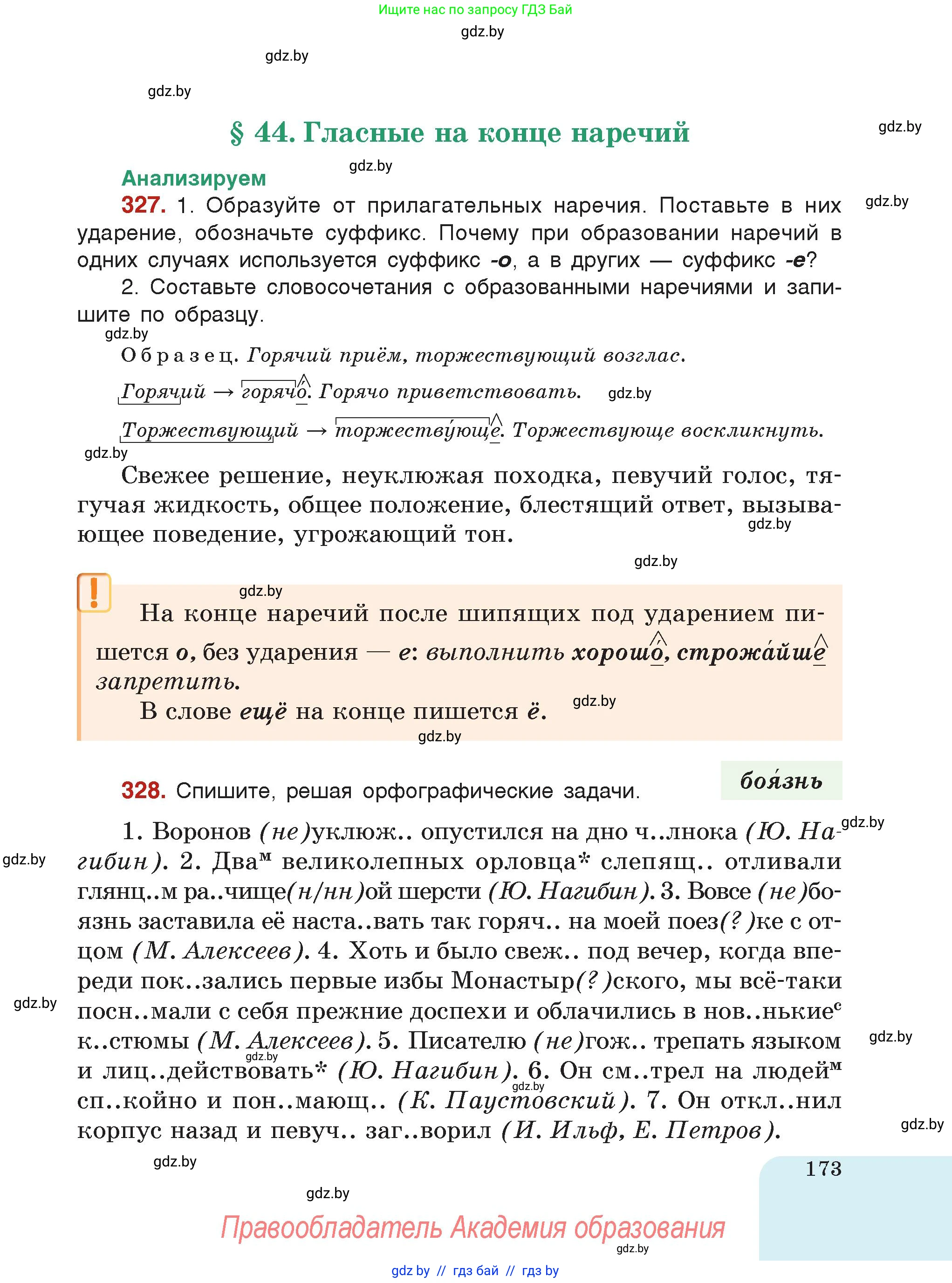 Русский язык, 7 класс Учебник, авторы: Волынец Татьяна Николаевна, Литвинко Франя Михайловна, Долбик Елена Евгеньевна, Таяновская Ирина Владимировна, Винник И Р, издательство Академия образования, Минск, 2026, голубого цвета, страница 173