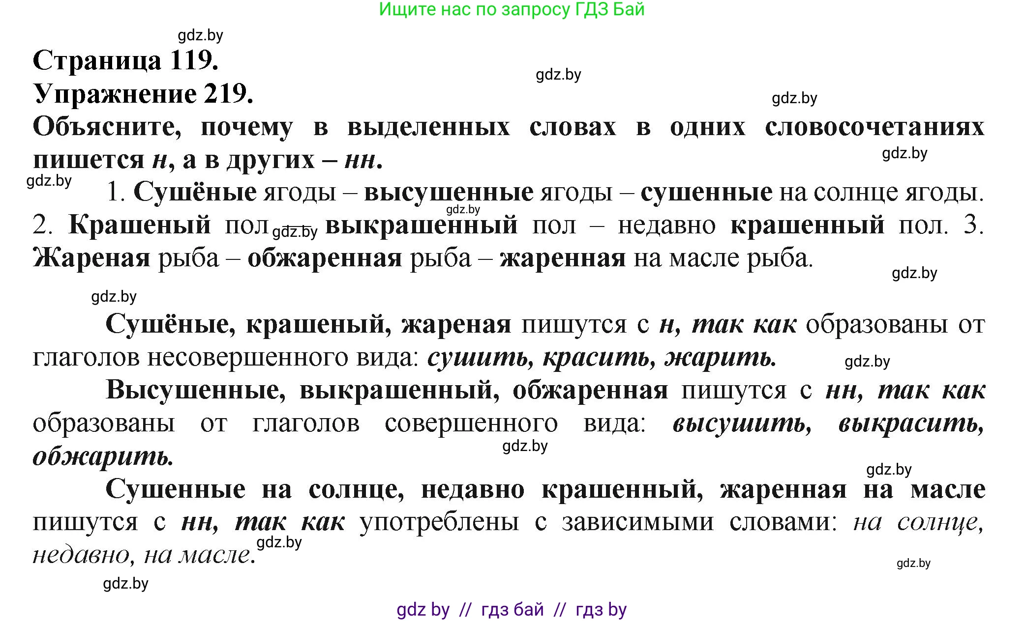 Русский язык, 7 класс Учебник, авторы: Волынец Татьяна Николаевна, Литвинко Франя Михайловна, Долбик Елена Евгеньевна, Таяновская Ирина Владимировна, Винник И Р, издательство Академия образования, Минск, 2026, голубого цвета, страница 119, номер 219, Решение