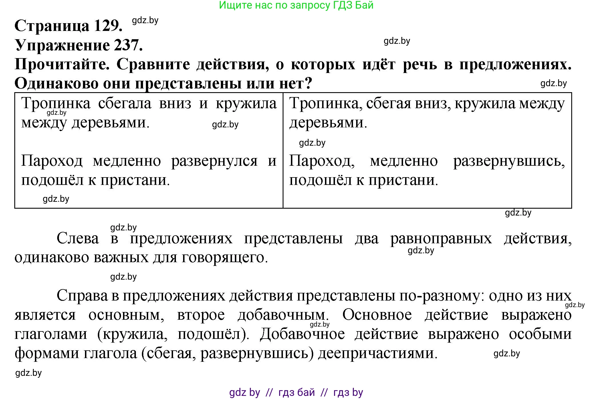 Русский язык, 7 класс Учебник, авторы: Волынец Татьяна Николаевна, Литвинко Франя Михайловна, Долбик Елена Евгеньевна, Таяновская Ирина Владимировна, Винник И Р, издательство Академия образования, Минск, 2026, голубого цвета, страница 129, номер 237, Решение