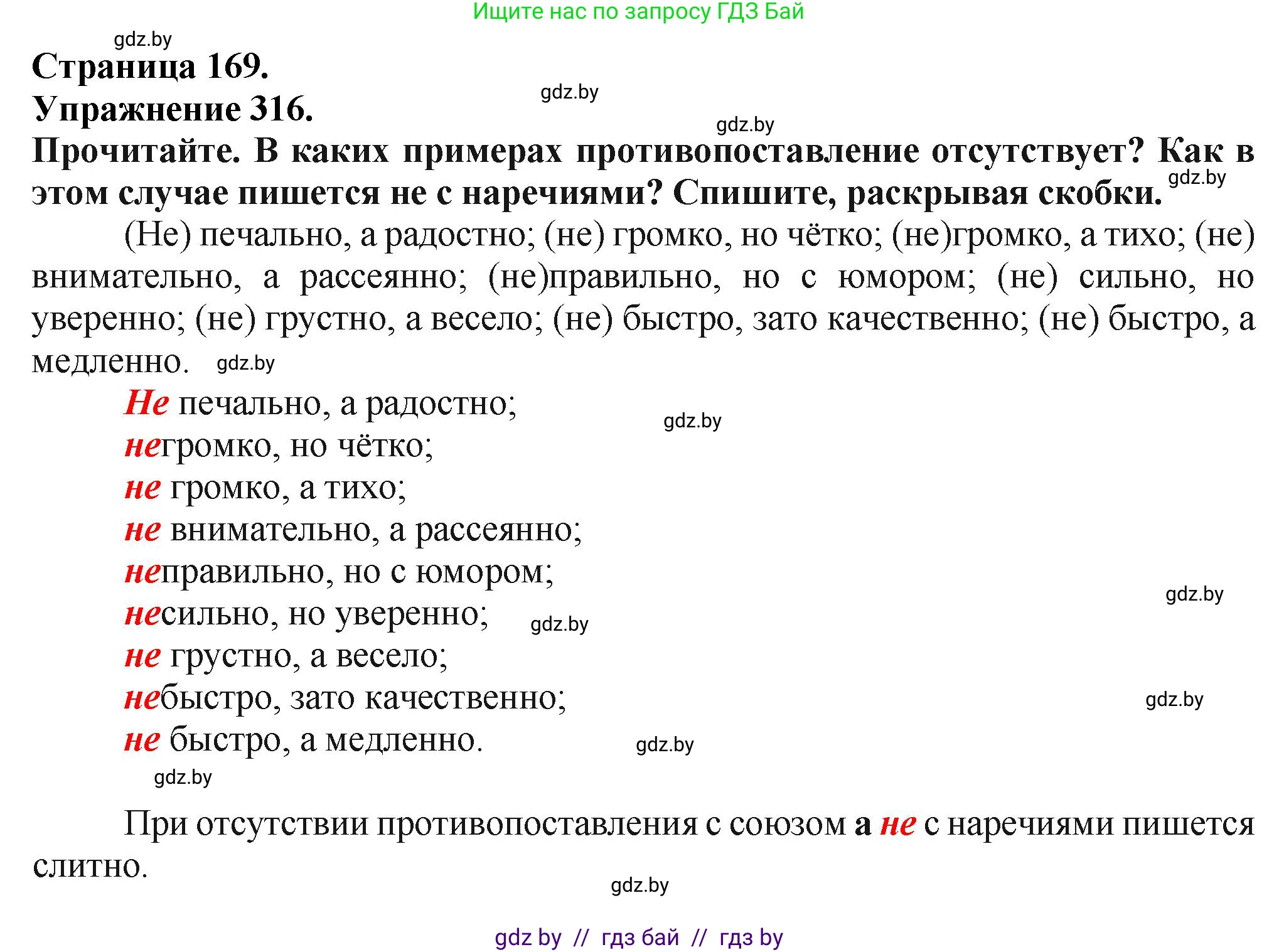 Русский язык, 7 класс Учебник, авторы: Волынец Татьяна Николаевна, Литвинко Франя Михайловна, Долбик Елена Евгеньевна, Таяновская Ирина Владимировна, Винник И Р, издательство Академия образования, Минск, 2026, голубого цвета, страница 169, номер 316, Решение