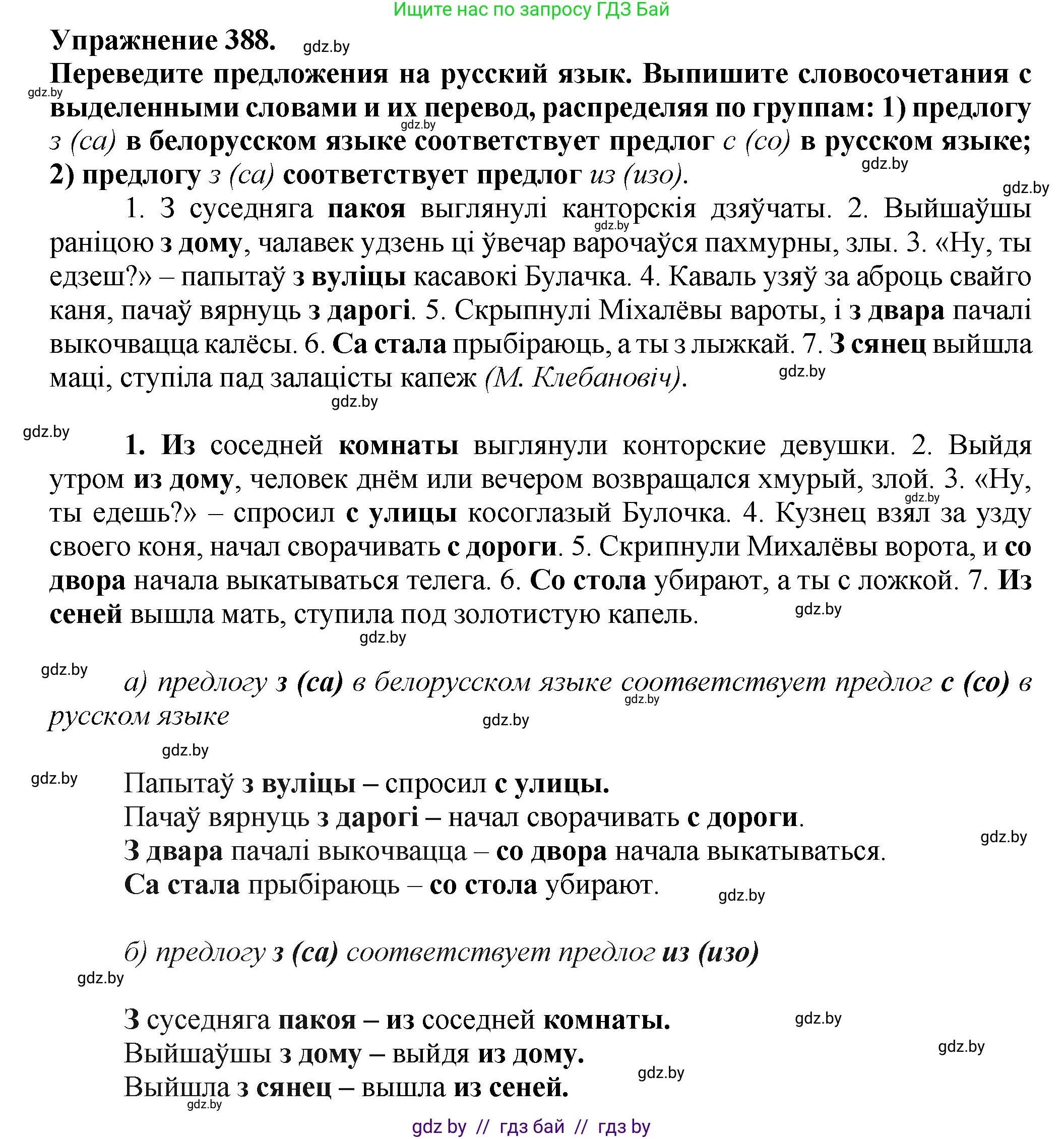 Русский язык, 7 класс Учебник, авторы: Волынец Татьяна Николаевна, Литвинко Франя Михайловна, Долбик Елена Евгеньевна, Таяновская Ирина Владимировна, Винник И Р, издательство Академия образования, Минск, 2026, голубого цвета, страница 206, номер 388, Решение