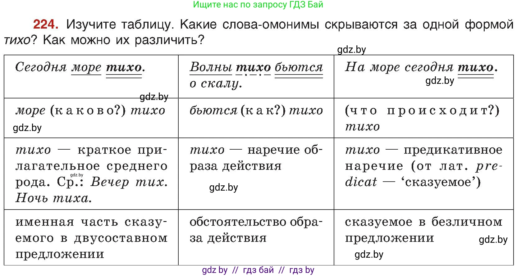 Русский язык, 8 класс Учебник, авторы: Мурина Лариса Александровна, Долбик Елена Евгеньевна, Леонович Валентина Леонидовна, Жадейко Жанна Фёдоровна, издательство Академия образования, Минск, 2024, страница 120, номер 224, Условие
