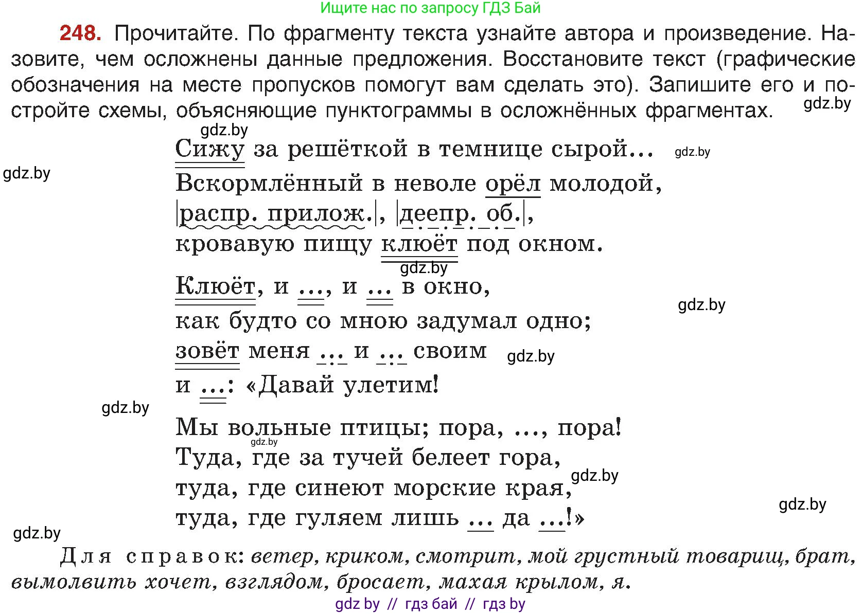 Русский язык, 8 класс Учебник, авторы: Мурина Лариса Александровна, Долбик Елена Евгеньевна, Леонович Валентина Леонидовна, Жадейко Жанна Фёдоровна, издательство Академия образования, Минск, 2024, страница 133, номер 248, Условие