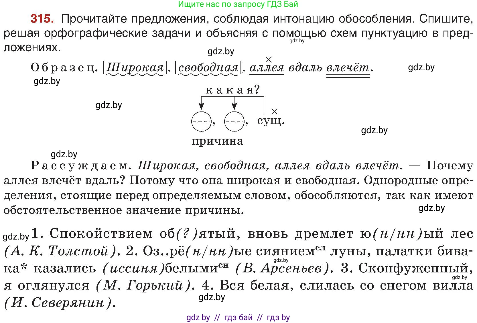 Русский язык, 8 класс Учебник, авторы: Мурина Лариса Александровна, Долбик Елена Евгеньевна, Леонович Валентина Леонидовна, Жадейко Жанна Фёдоровна, издательство Академия образования, Минск, 2024, страница 172, номер 315, Условие