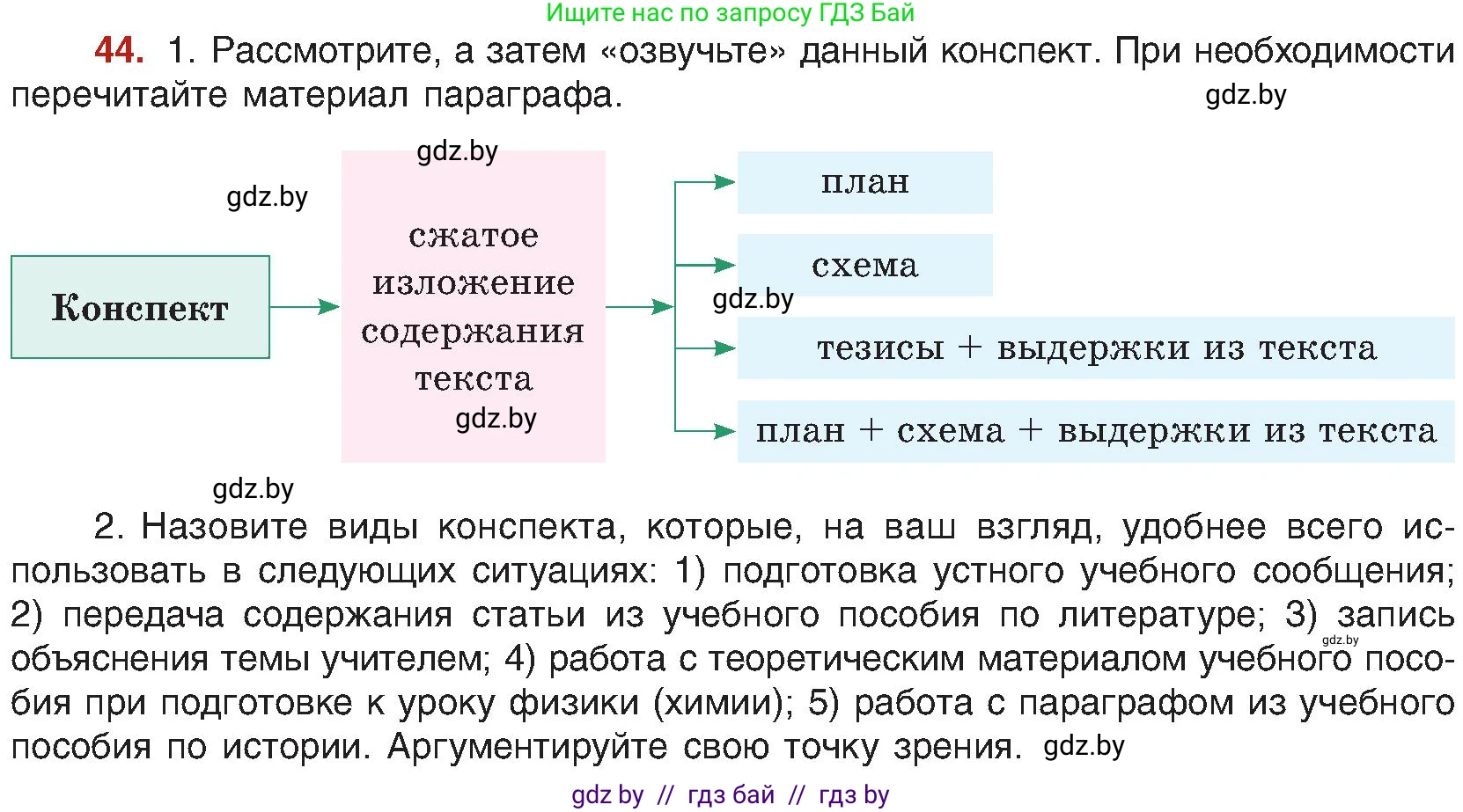 Русский язык, 8 класс Учебник, авторы: Мурина Лариса Александровна, Долбик Елена Евгеньевна, Леонович Валентина Леонидовна, Жадейко Жанна Фёдоровна, издательство Академия образования, Минск, 2024, страница 32, номер 44, Условие