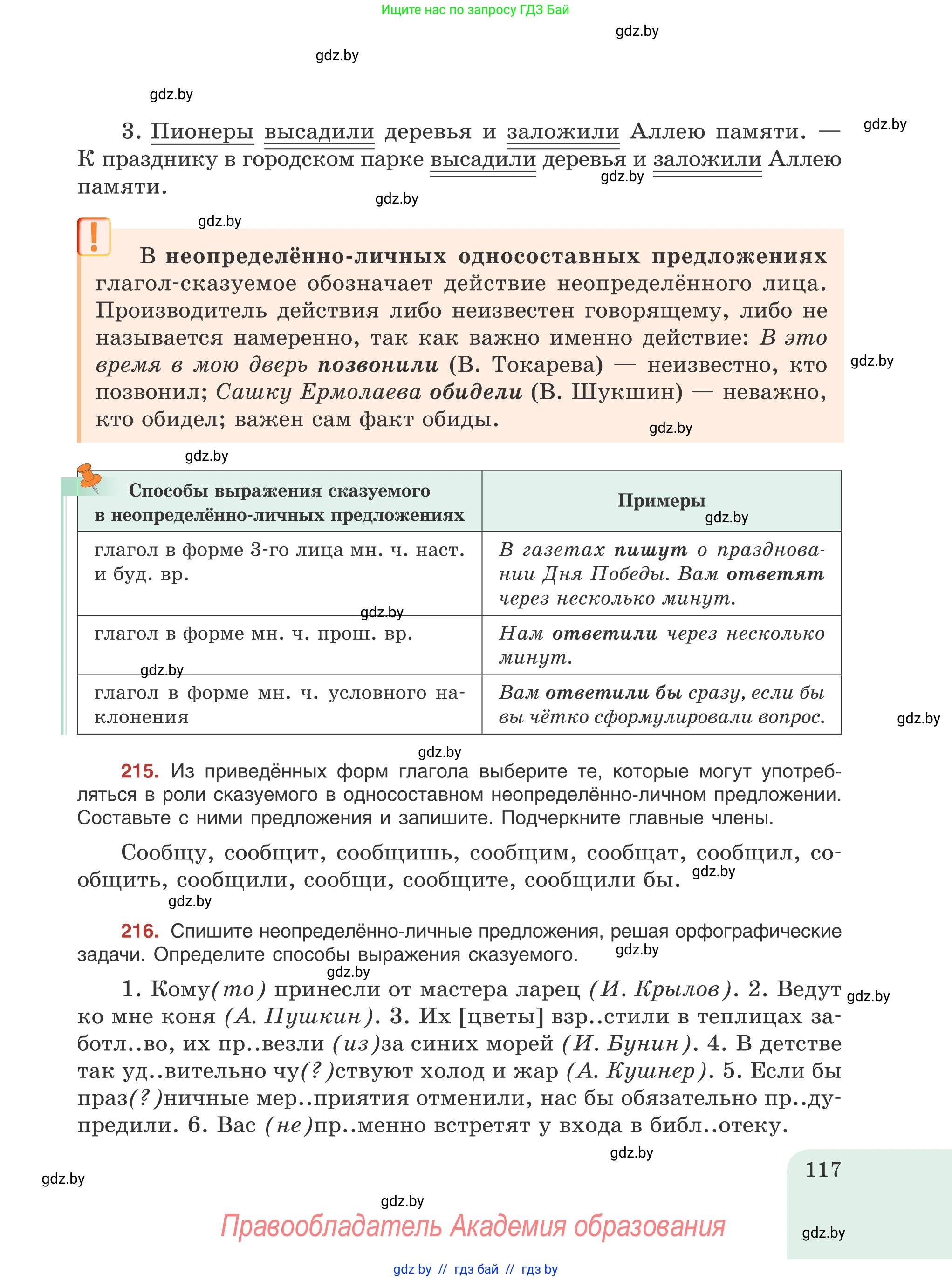 Русский язык, 8 класс Учебник, авторы: Мурина Лариса Александровна, Долбик Елена Евгеньевна, Леонович Валентина Леонидовна, Жадейко Жанна Фёдоровна, издательство Академия образования, Минск, 2024, страница 117
