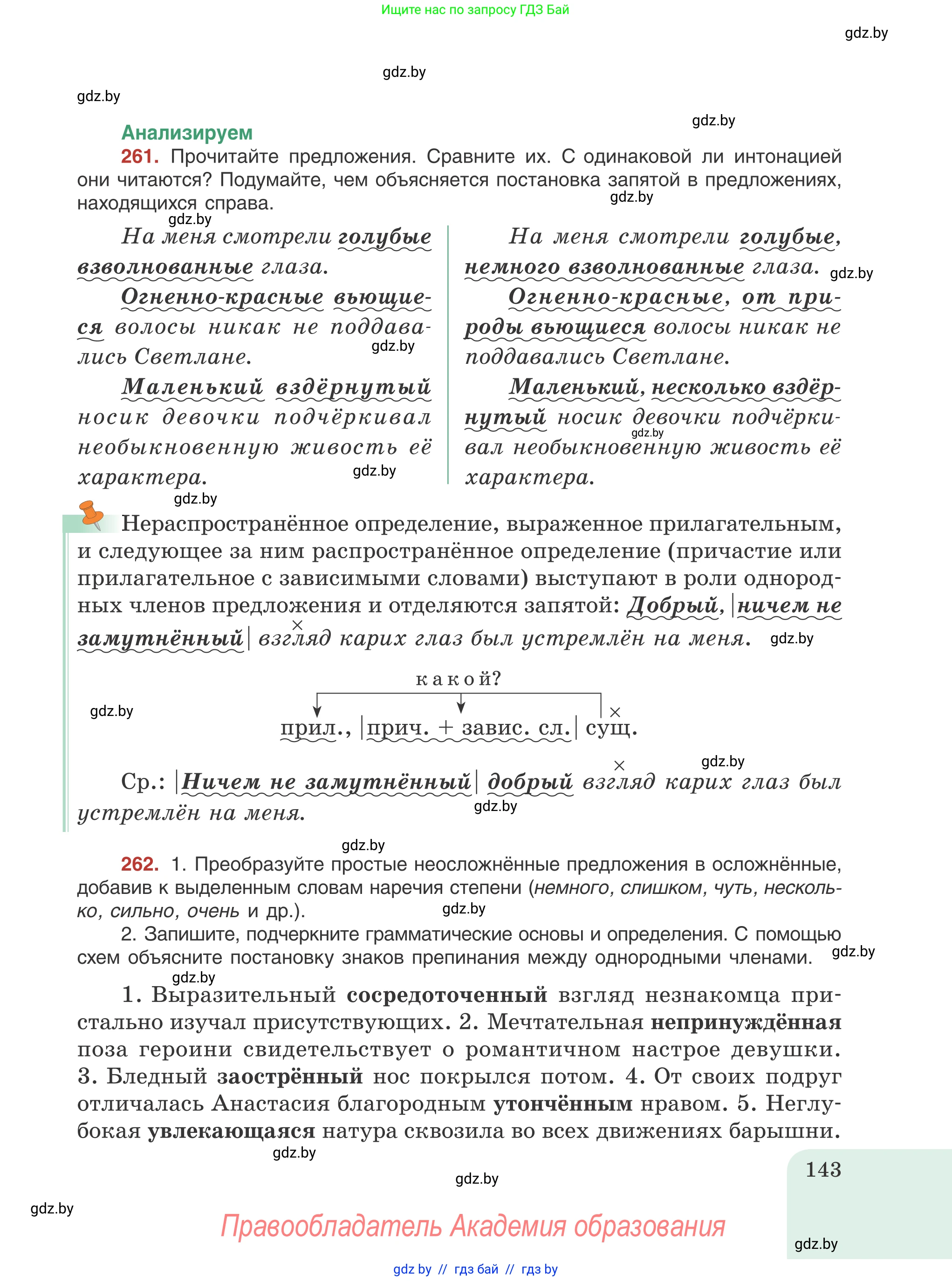 Русский язык, 8 класс Учебник, авторы: Мурина Лариса Александровна, Долбик Елена Евгеньевна, Леонович Валентина Леонидовна, Жадейко Жанна Фёдоровна, издательство Академия образования, Минск, 2024, страница 143