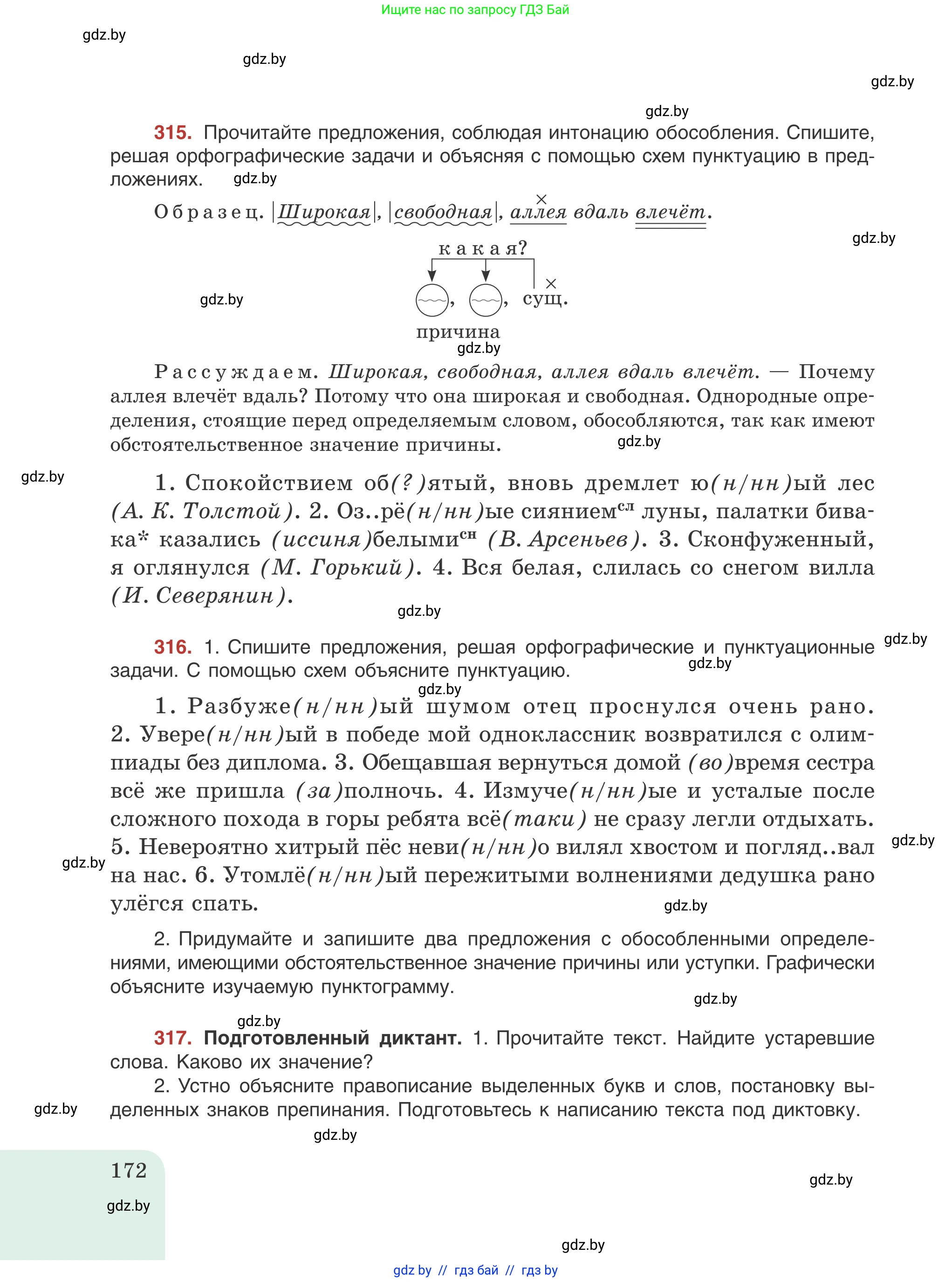 Русский язык, 8 класс Учебник, авторы: Мурина Лариса Александровна, Долбик Елена Евгеньевна, Леонович Валентина Леонидовна, Жадейко Жанна Фёдоровна, издательство Академия образования, Минск, 2024, страница 172