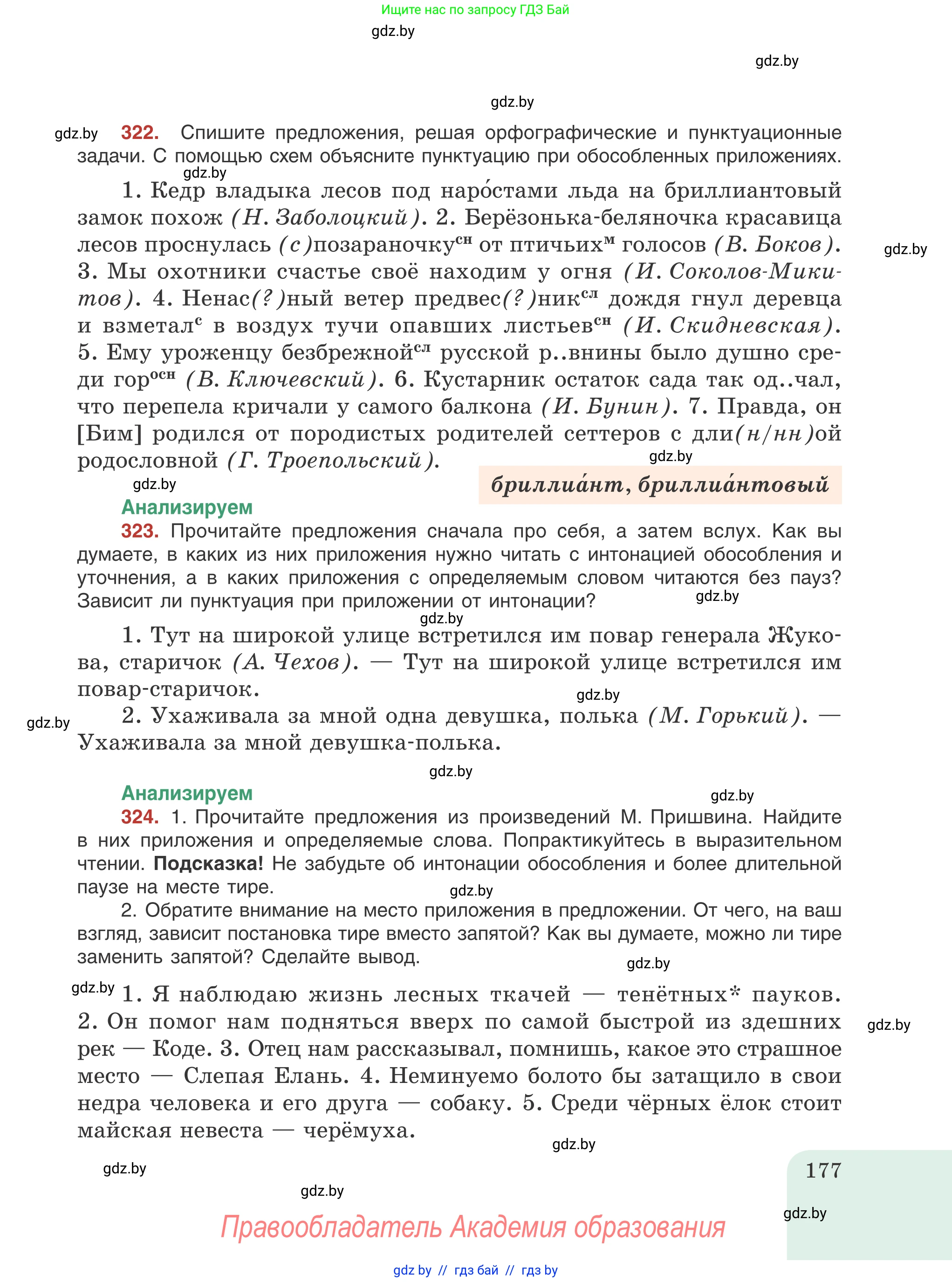 Русский язык, 8 класс Учебник, авторы: Мурина Лариса Александровна, Долбик Елена Евгеньевна, Леонович Валентина Леонидовна, Жадейко Жанна Фёдоровна, издательство Академия образования, Минск, 2024, страница 177