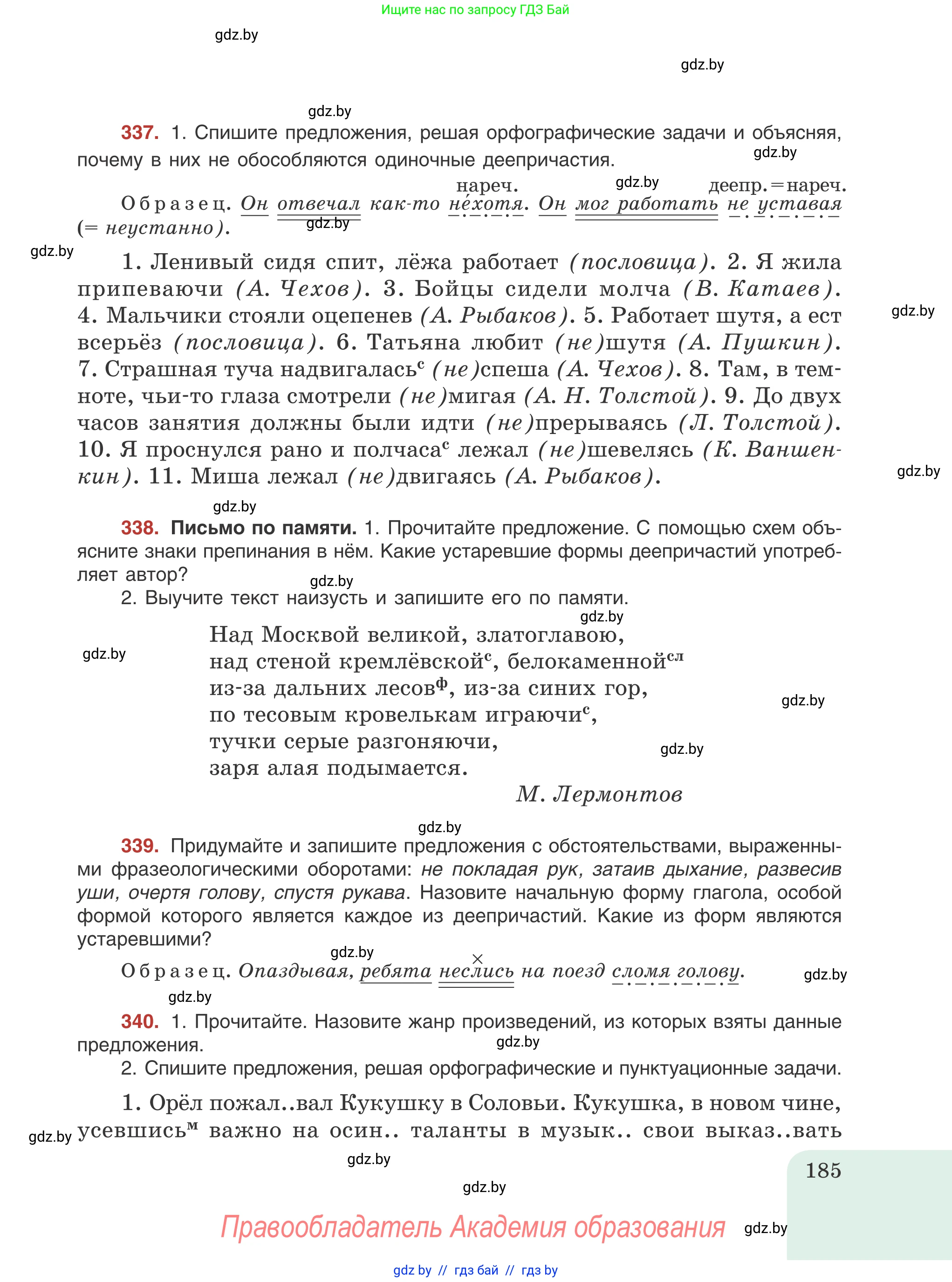 Русский язык, 8 класс Учебник, авторы: Мурина Лариса Александровна, Долбик Елена Евгеньевна, Леонович Валентина Леонидовна, Жадейко Жанна Фёдоровна, издательство Академия образования, Минск, 2024, страница 185