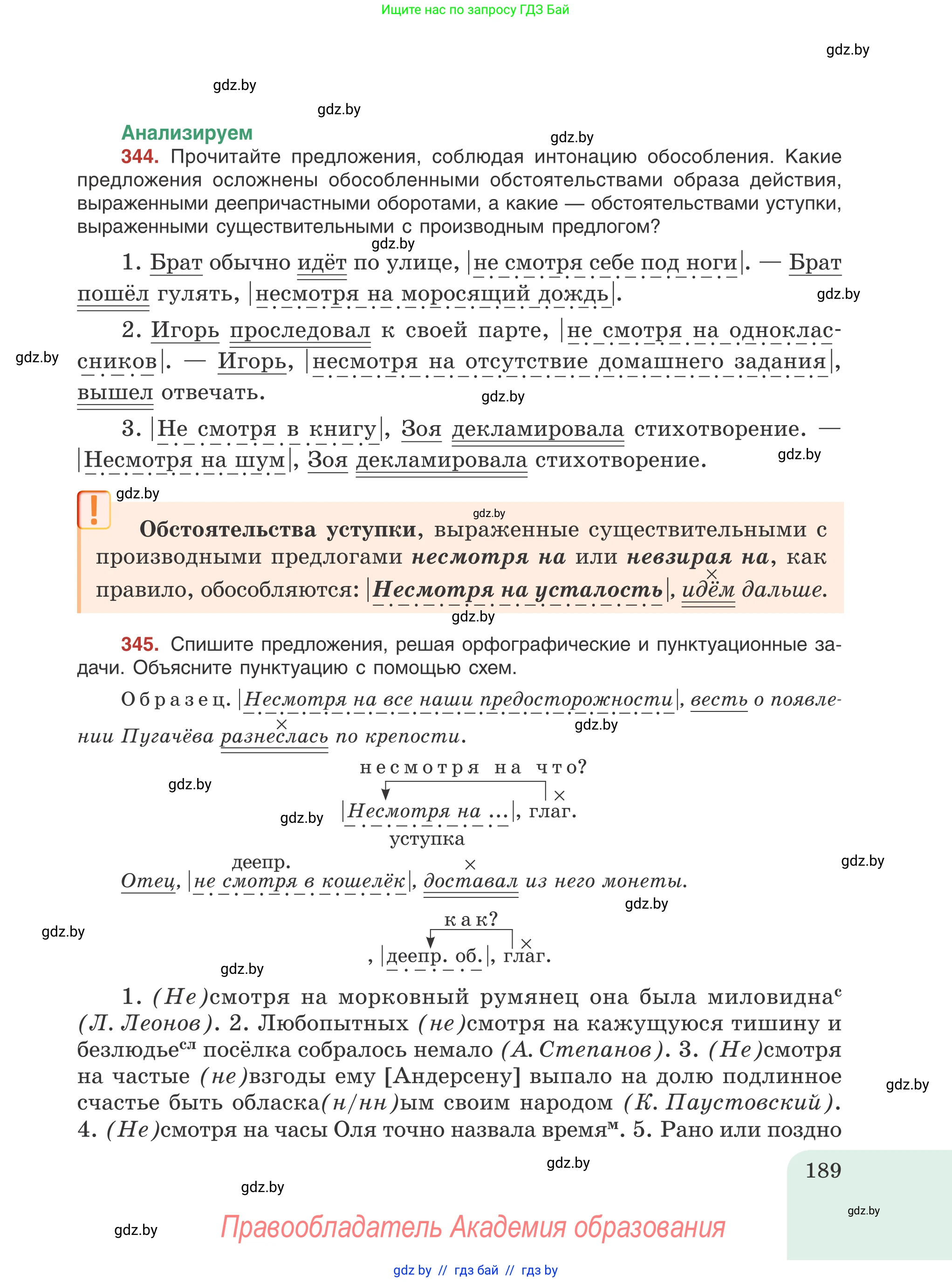 Русский язык, 8 класс Учебник, авторы: Мурина Лариса Александровна, Долбик Елена Евгеньевна, Леонович Валентина Леонидовна, Жадейко Жанна Фёдоровна, издательство Академия образования, Минск, 2024, страница 189