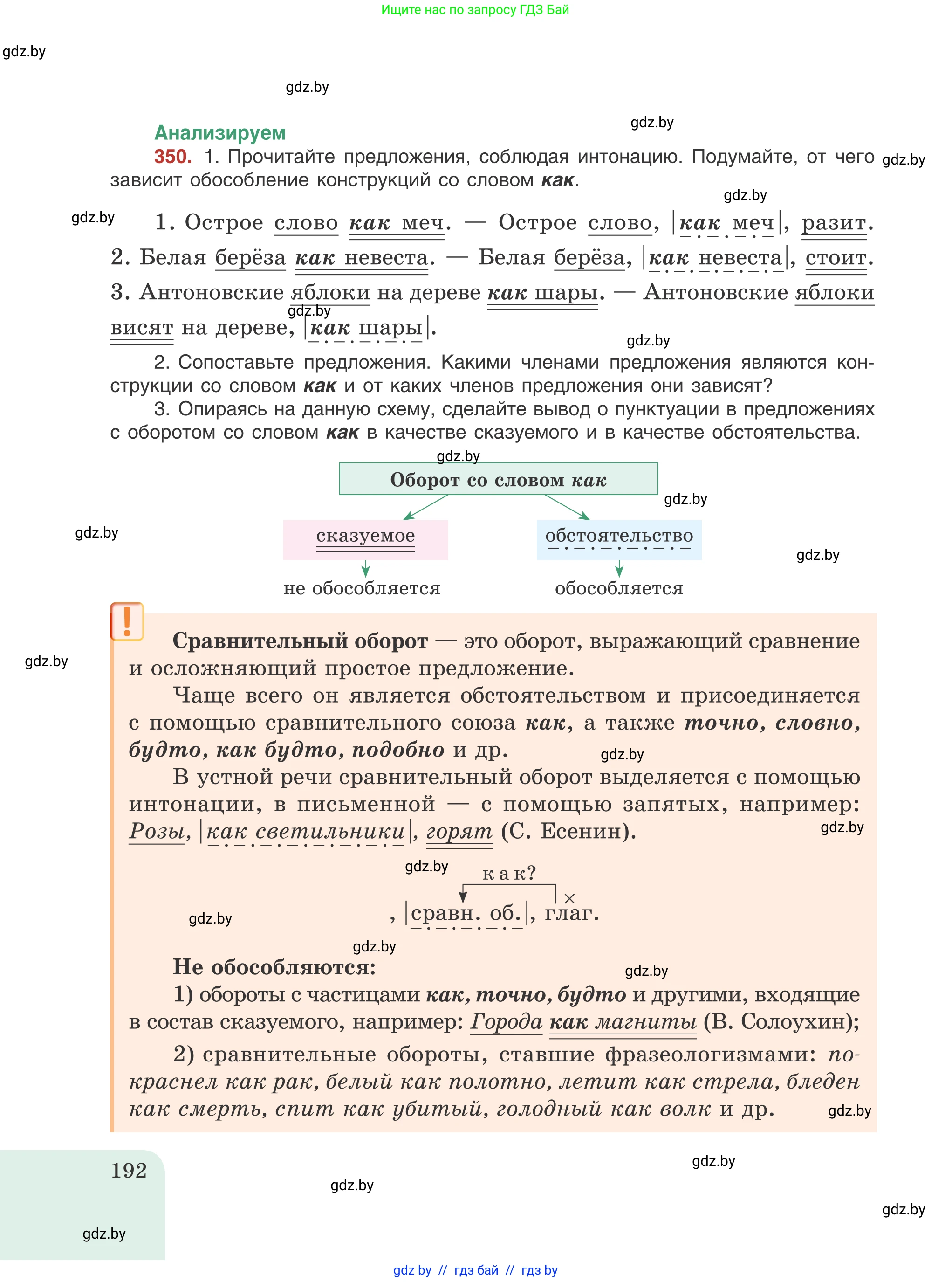 Русский язык, 8 класс Учебник, авторы: Мурина Лариса Александровна, Долбик Елена Евгеньевна, Леонович Валентина Леонидовна, Жадейко Жанна Фёдоровна, издательство Академия образования, Минск, 2024, страница 192