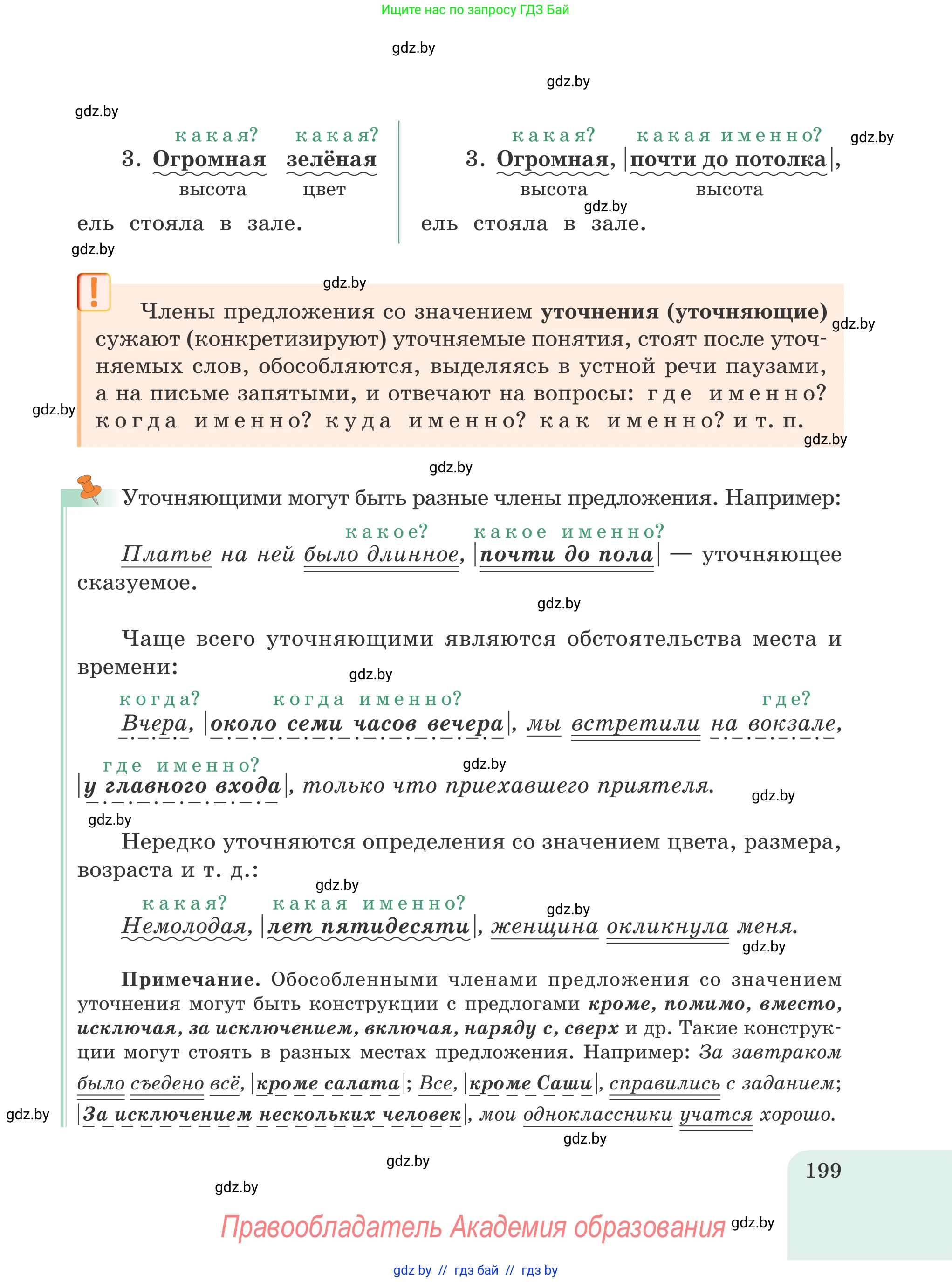Русский язык, 8 класс Учебник, авторы: Мурина Лариса Александровна, Долбик Елена Евгеньевна, Леонович Валентина Леонидовна, Жадейко Жанна Фёдоровна, издательство Академия образования, Минск, 2024, страница 199