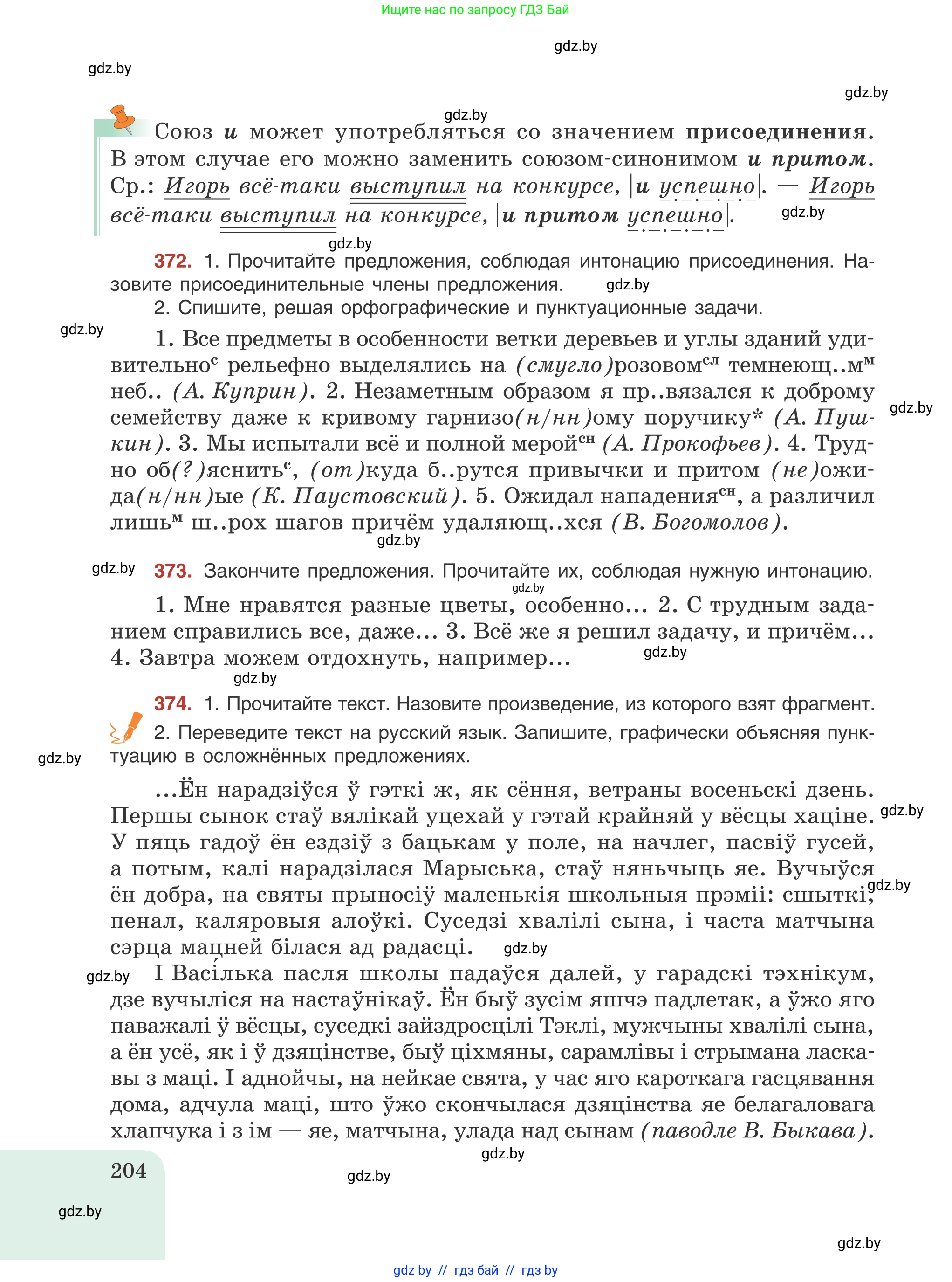 Русский язык, 8 класс Учебник, авторы: Мурина Лариса Александровна, Долбик Елена Евгеньевна, Леонович Валентина Леонидовна, Жадейко Жанна Фёдоровна, издательство Академия образования, Минск, 2024, страница 204