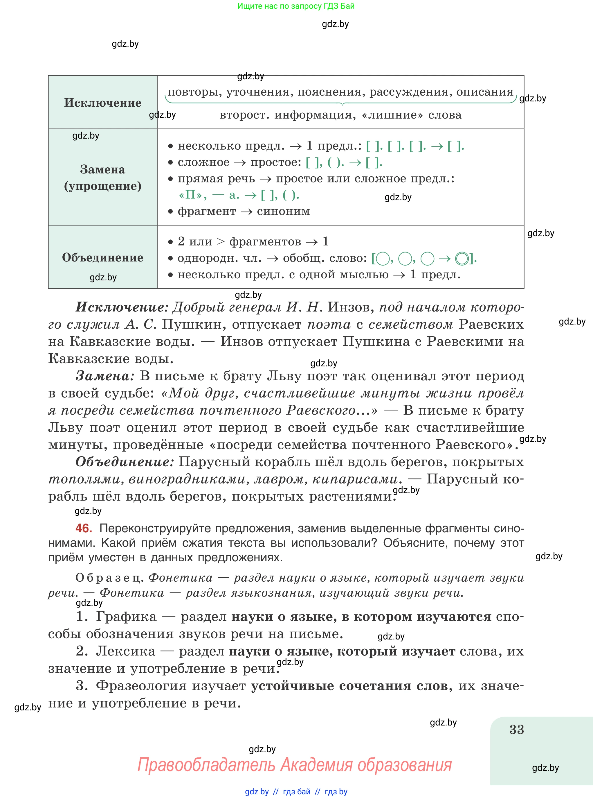 Русский язык, 8 класс Учебник, авторы: Мурина Лариса Александровна, Долбик Елена Евгеньевна, Леонович Валентина Леонидовна, Жадейко Жанна Фёдоровна, издательство Академия образования, Минск, 2024, страница 33
