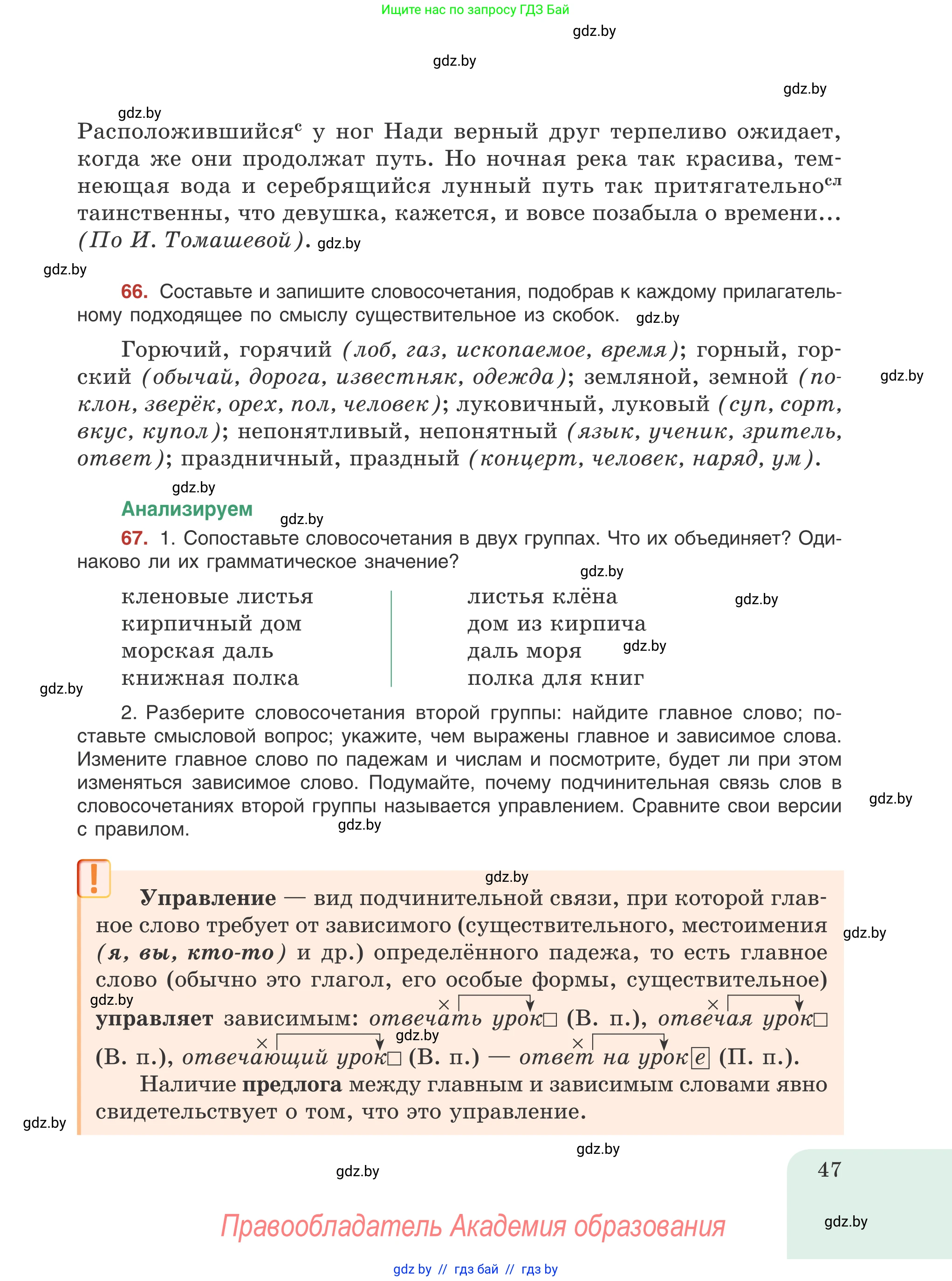 Русский язык, 8 класс Учебник, авторы: Мурина Лариса Александровна, Долбик Елена Евгеньевна, Леонович Валентина Леонидовна, Жадейко Жанна Фёдоровна, издательство Академия образования, Минск, 2024, страница 47