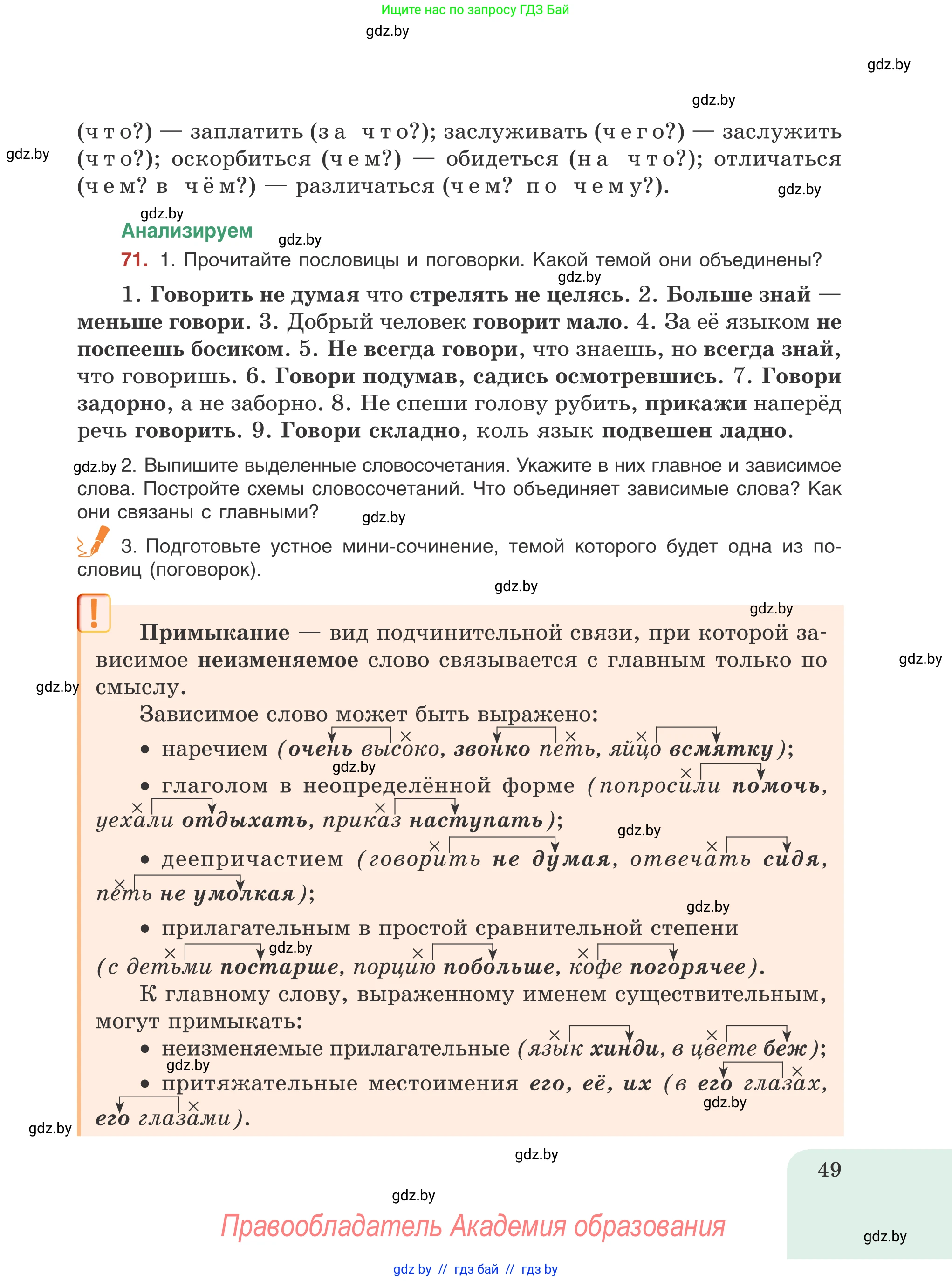 Русский язык, 8 класс Учебник, авторы: Мурина Лариса Александровна, Долбик Елена Евгеньевна, Леонович Валентина Леонидовна, Жадейко Жанна Фёдоровна, издательство Академия образования, Минск, 2024, страница 49