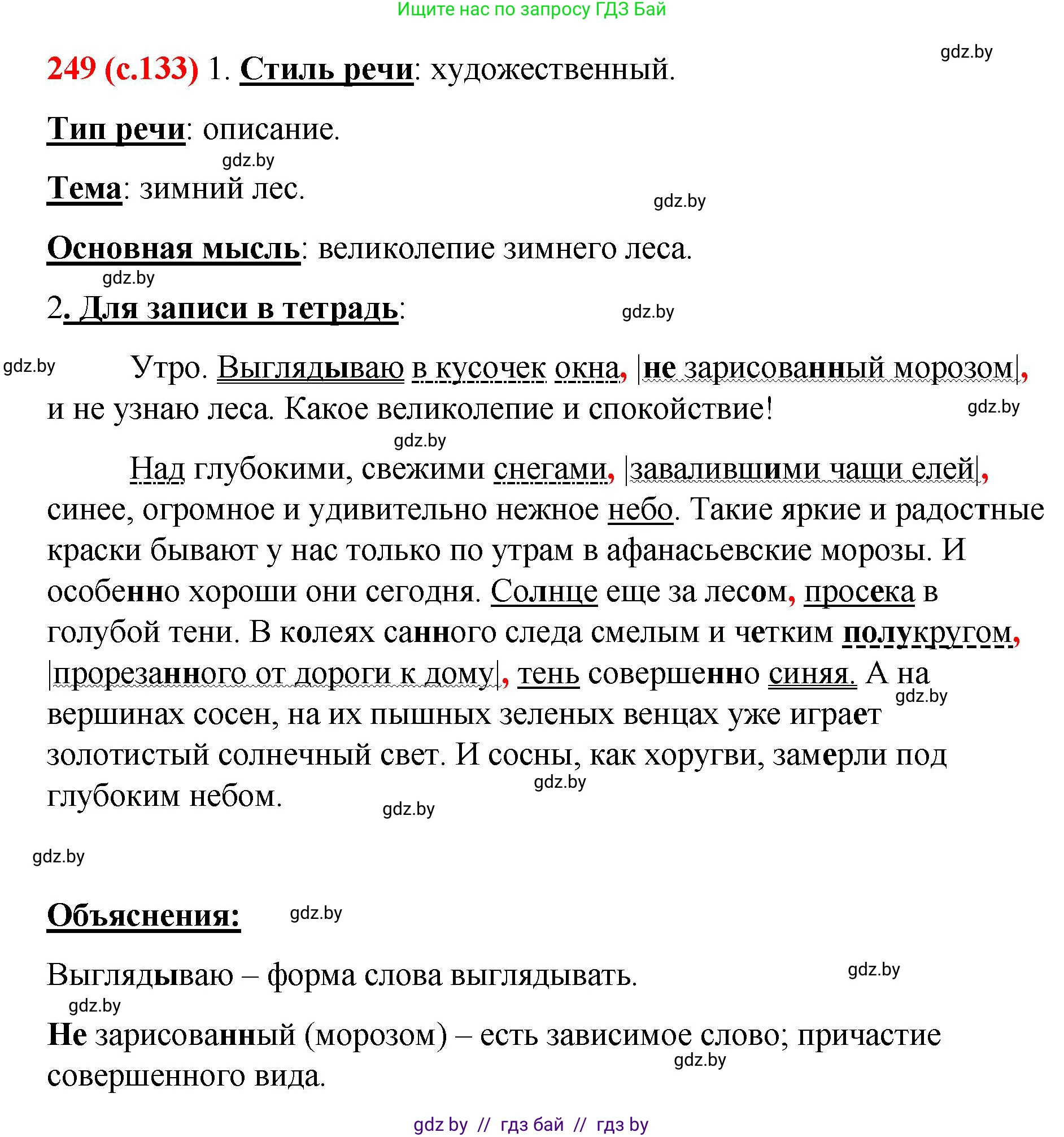 Русский язык, 8 класс Учебник, авторы: Мурина Лариса Александровна, Долбик Елена Евгеньевна, Леонович Валентина Леонидовна, Жадейко Жанна Фёдоровна, издательство Академия образования, Минск, 2024, страница 133, номер 249, Решение