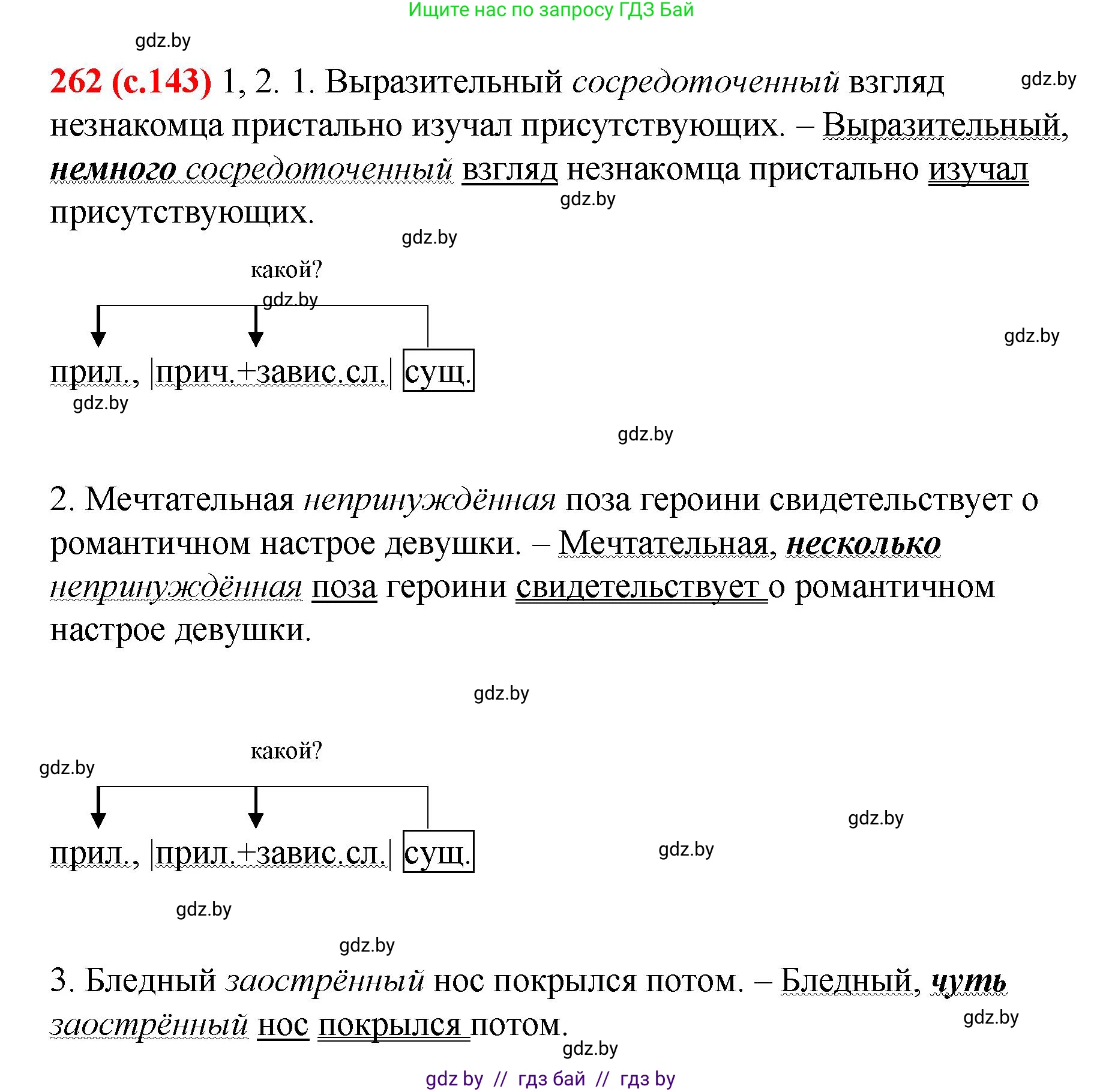 Русский язык, 8 класс Учебник, авторы: Мурина Лариса Александровна, Долбик Елена Евгеньевна, Леонович Валентина Леонидовна, Жадейко Жанна Фёдоровна, издательство Академия образования, Минск, 2024, страница 143, номер 262, Решение