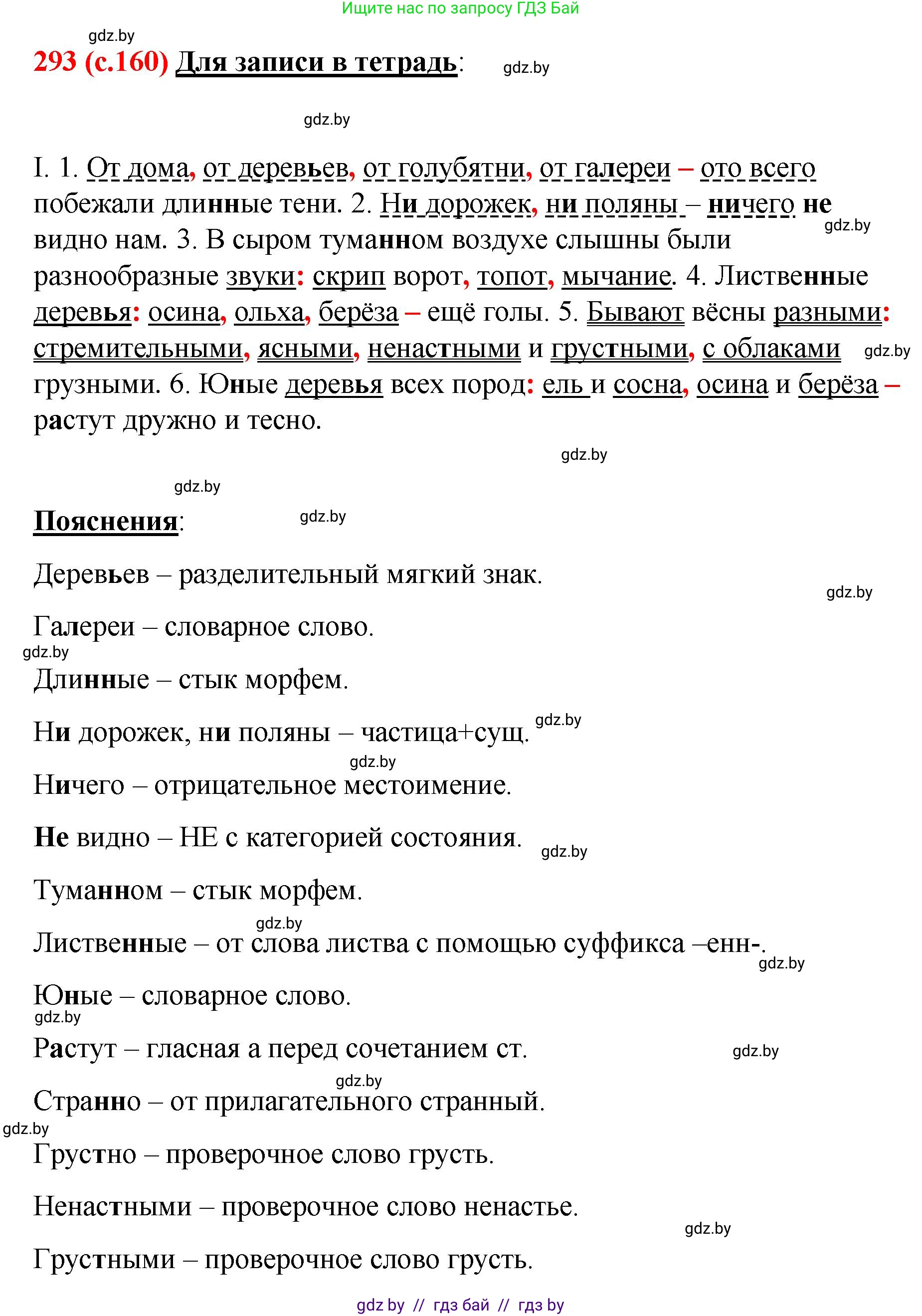 Русский язык, 8 класс Учебник, авторы: Мурина Лариса Александровна, Долбик Елена Евгеньевна, Леонович Валентина Леонидовна, Жадейко Жанна Фёдоровна, издательство Академия образования, Минск, 2024, страница 160, номер 293, Решение