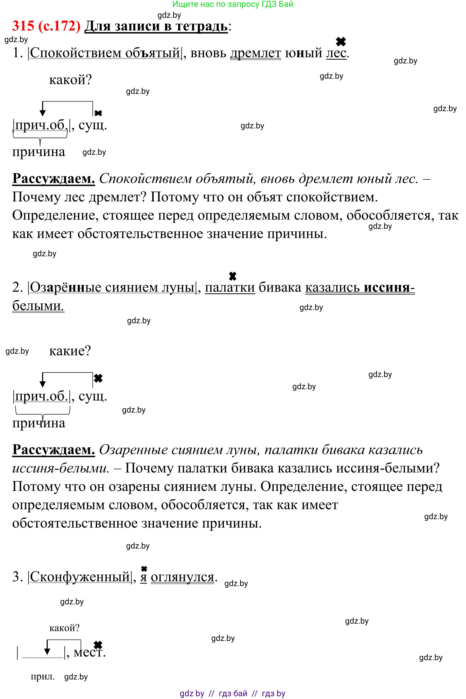 Русский язык, 8 класс Учебник, авторы: Мурина Лариса Александровна, Долбик Елена Евгеньевна, Леонович Валентина Леонидовна, Жадейко Жанна Фёдоровна, издательство Академия образования, Минск, 2024, страница 172, номер 315, Решение