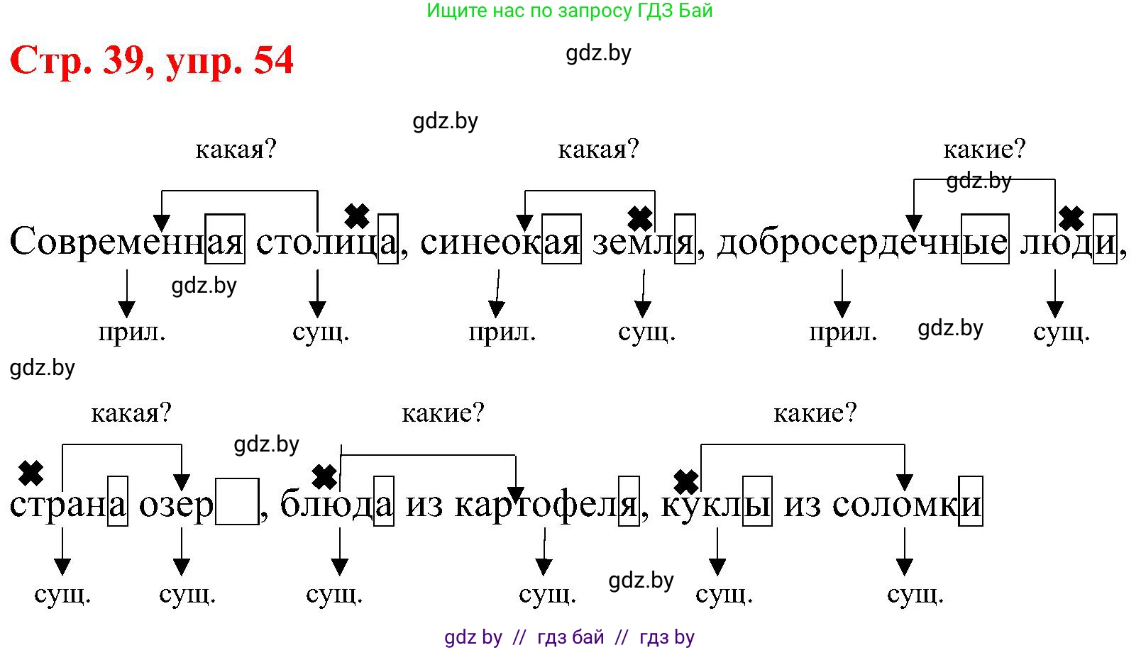 Русский язык, 8 класс Учебник, авторы: Мурина Лариса Александровна, Долбик Елена Евгеньевна, Леонович Валентина Леонидовна, Жадейко Жанна Фёдоровна, издательство Академия образования, Минск, 2024, страница 39, номер 54, Решение