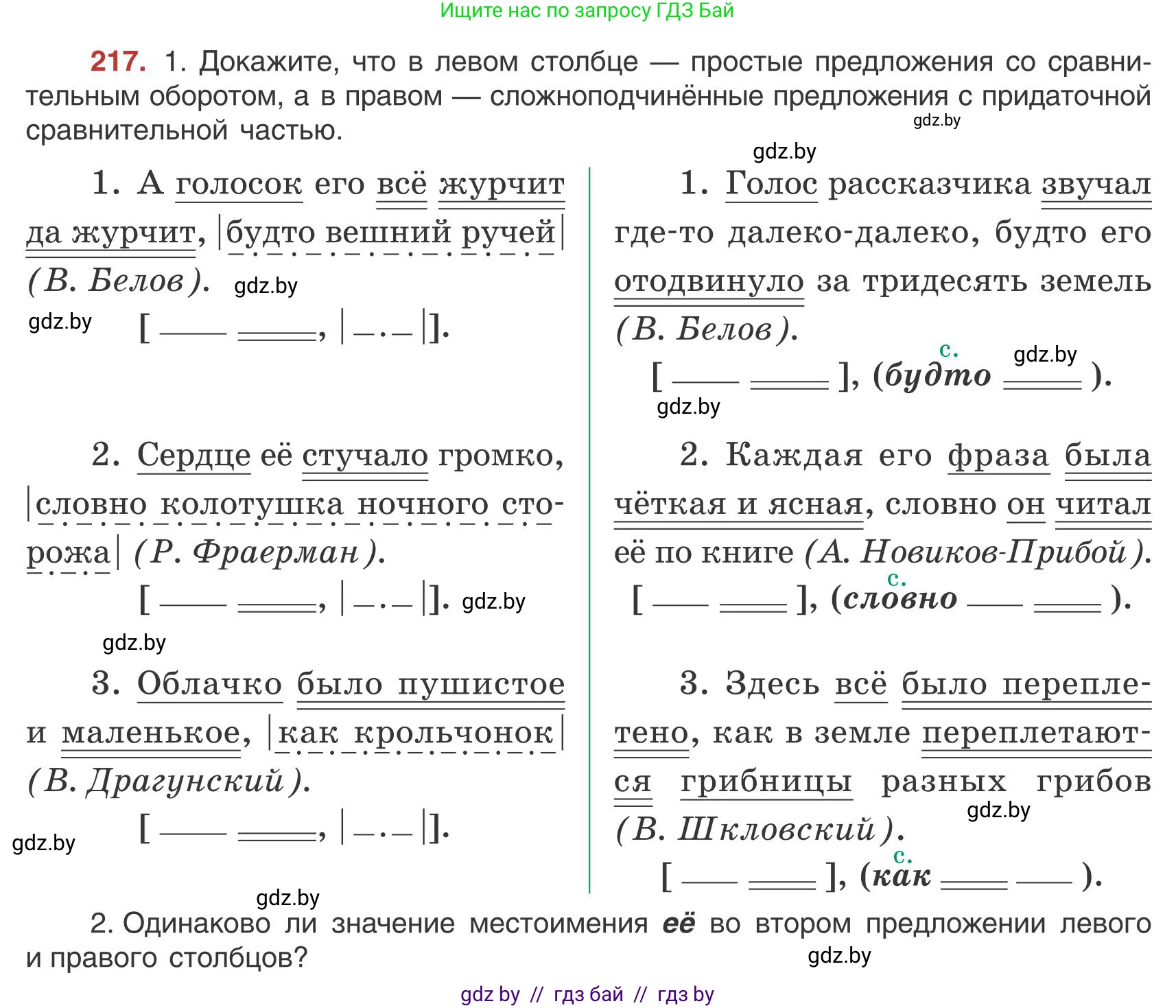 Русский язык, 9 класс Учебник, авторы: Мурина Лариса Александровна, Литвинко Франя Михайловна, Долбик Елена Евгеньевна, Пипченко Н М, Германович С Ф, Таяновская И В, издательство Академия образования, Минск, 2025, страница 121, номер 217, Условие 2025